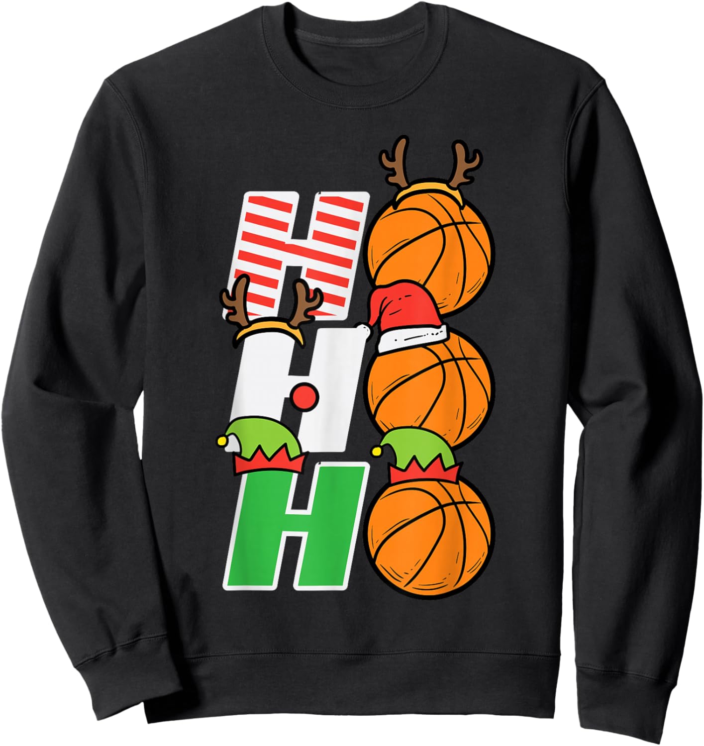 Christmas Basketball Ho Ho Ho Xmas Sports Men Boys Kids Sweatshirt - Sweatshirt | Black