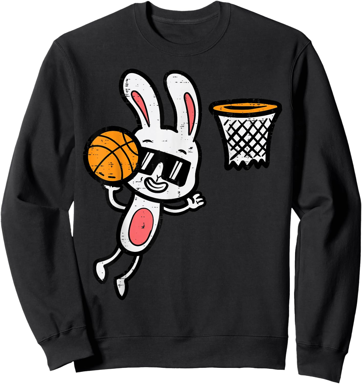 Easter Bunny Basketball Dunk Sports Boys Kids Toddler Youth Sweatshirt - Sweatshirt | Black
