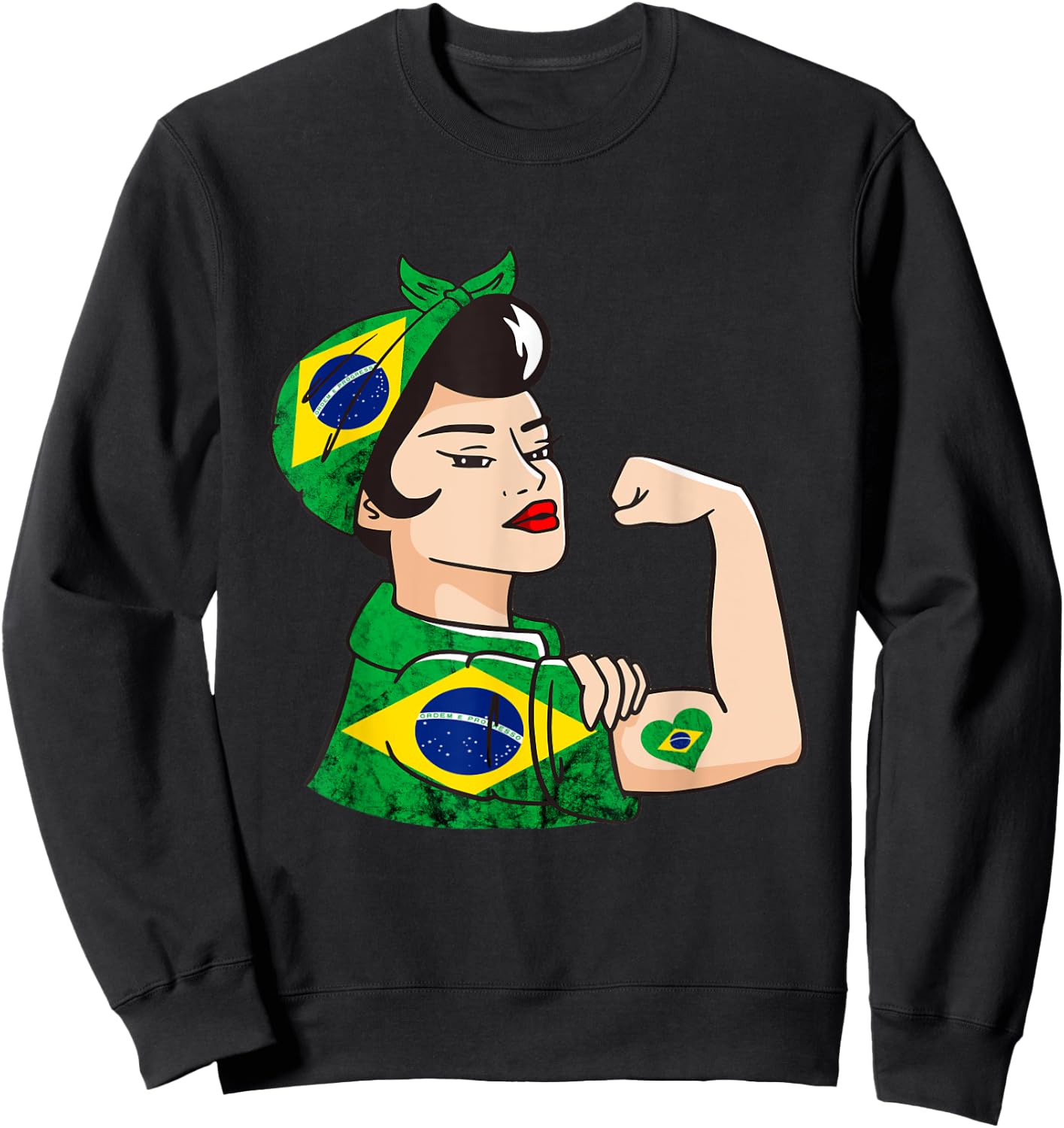 Strong Brazilian Woman Brazil Brazilian Roots Brazilian Flag Sweatshirt - Sweatshirt | Black