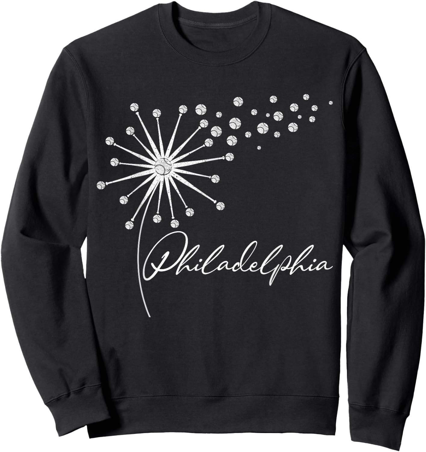 Philly Cute Baseball Dandelion Souvenir I Love Philadelphia Sweatshirt - Sweatshirt | Black