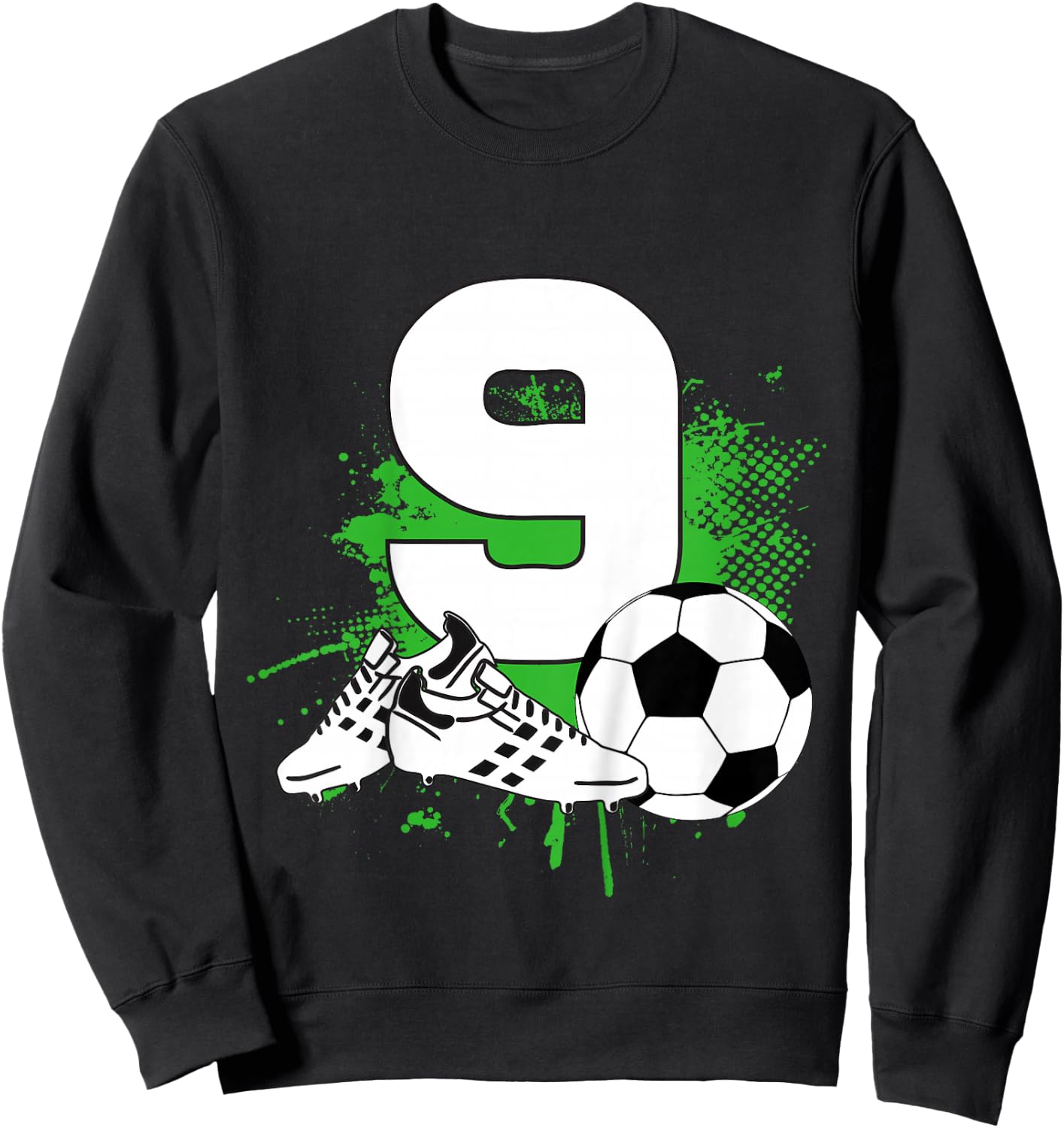 Kids 9th Birthday Boys 9 Years Soccer Football Player Birthday Sweatshirt - Sweatshirt | Black
