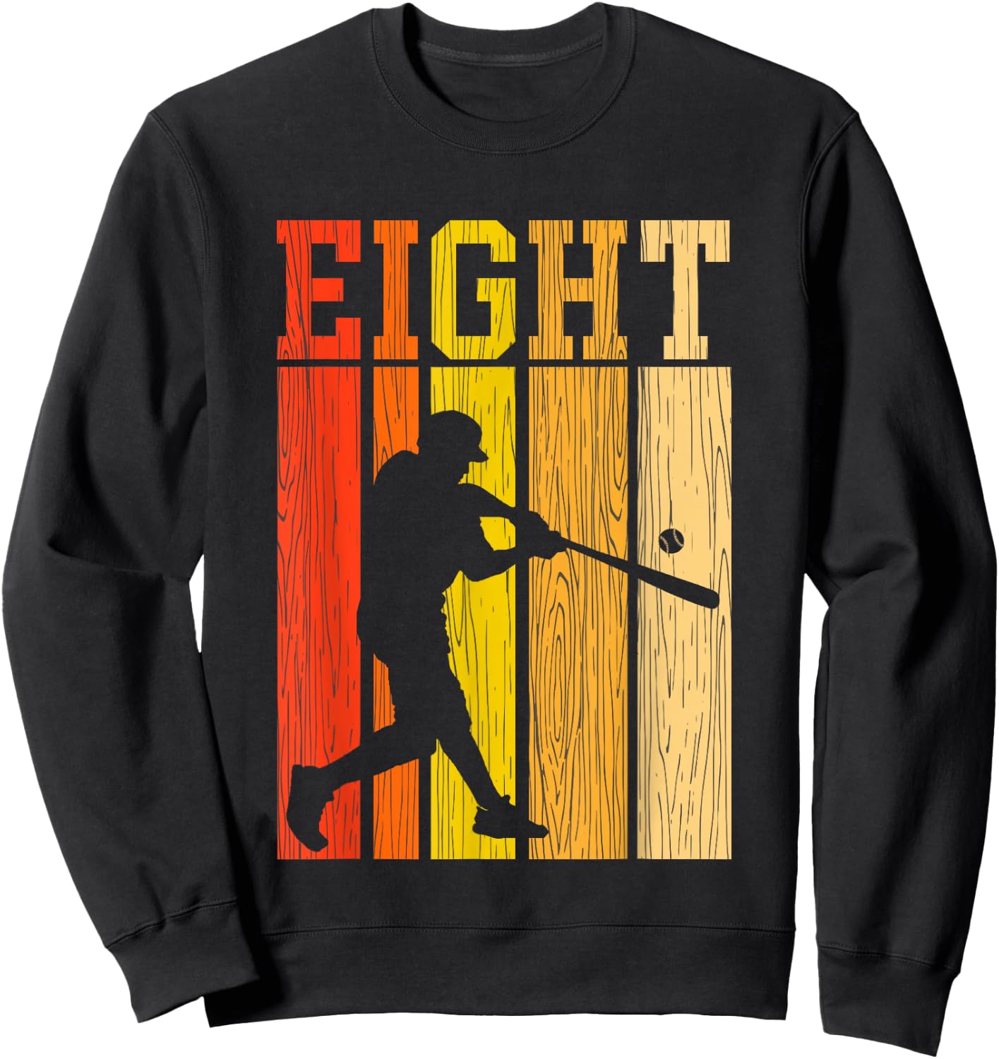 8th Birthday Gift Eight Vintage Baseball Birthday 8 Year Old Sweatshirt - Sweatshirt | Black