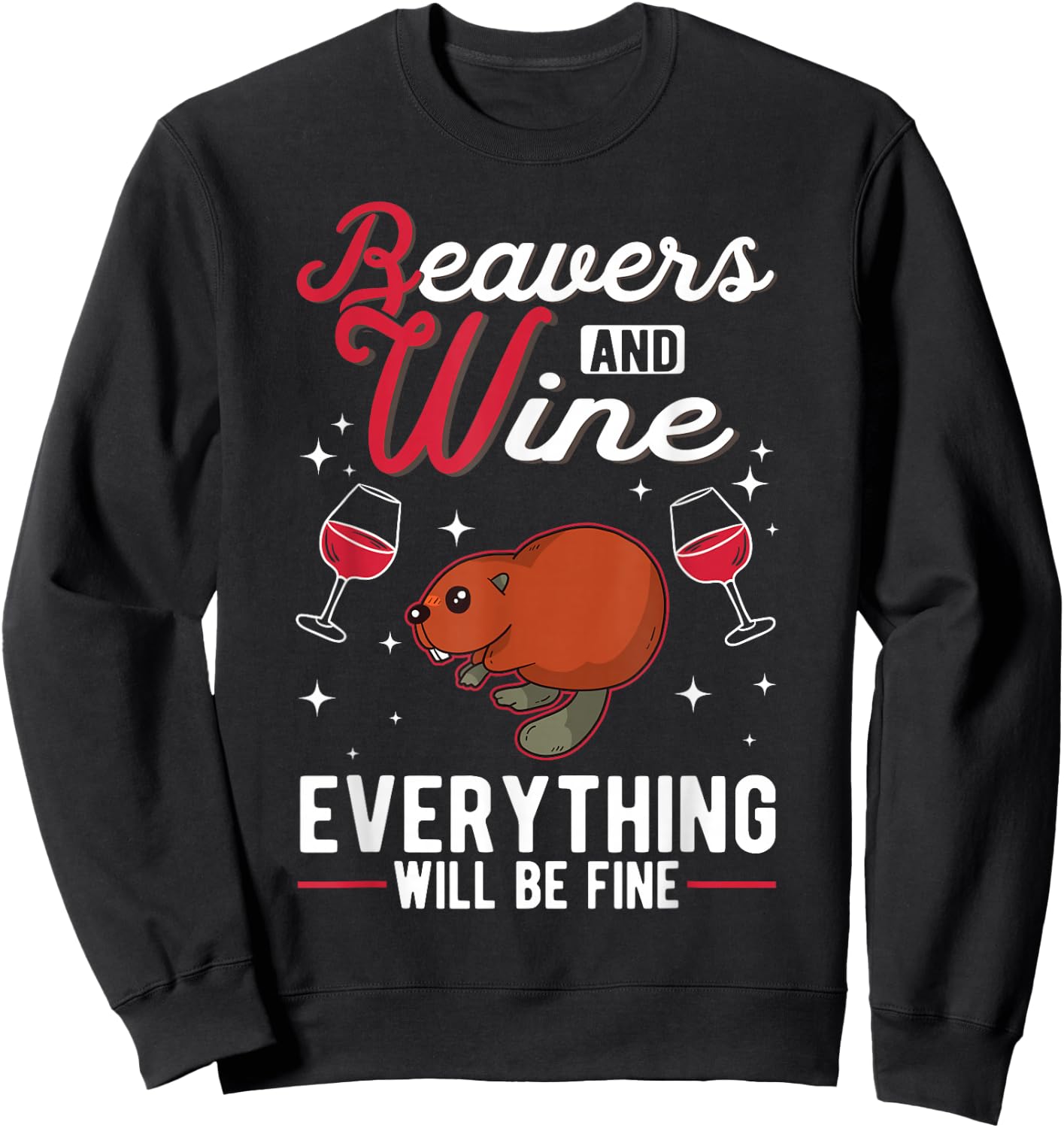 Beaver and wine beaver dam beaver Sweatshirt - Sweatshirt | Black