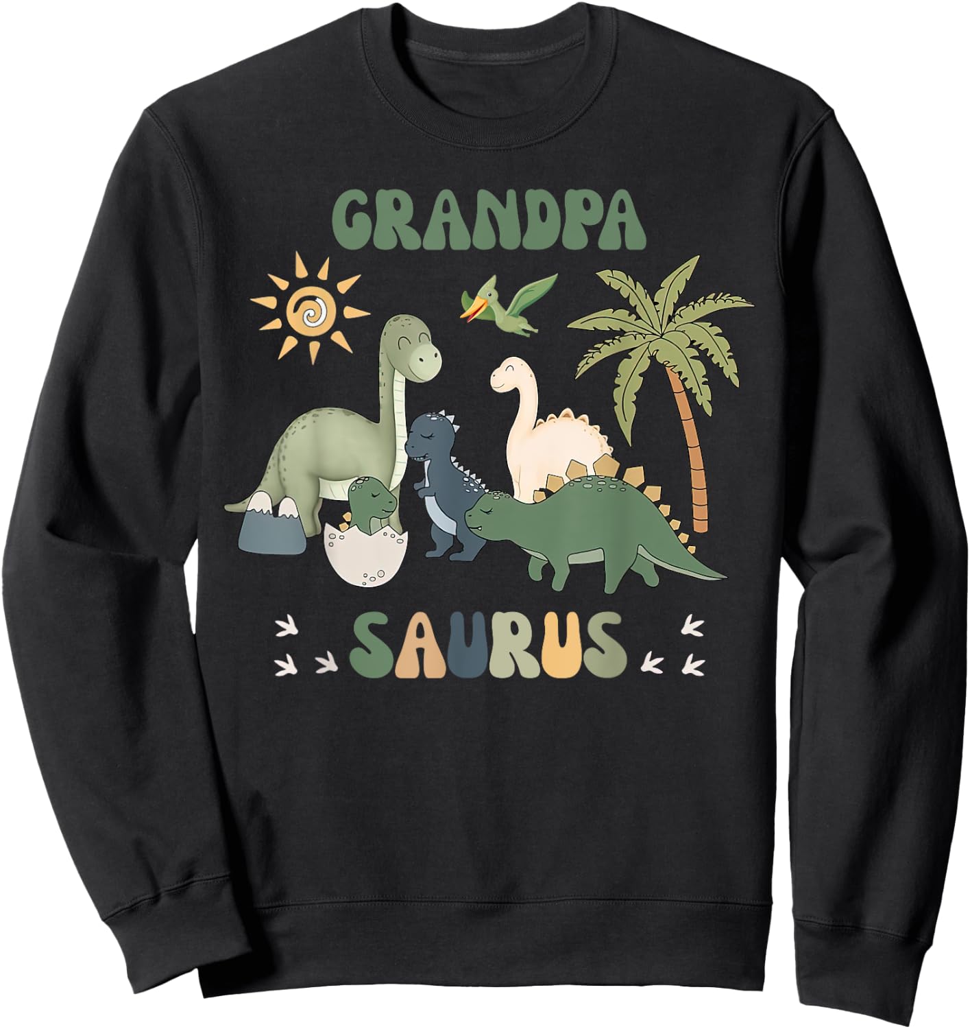 Grandpasaurus T Rex Dinosaur Grandpa Saurus Family Matching Sweatshirt - Sweatshirt | Black