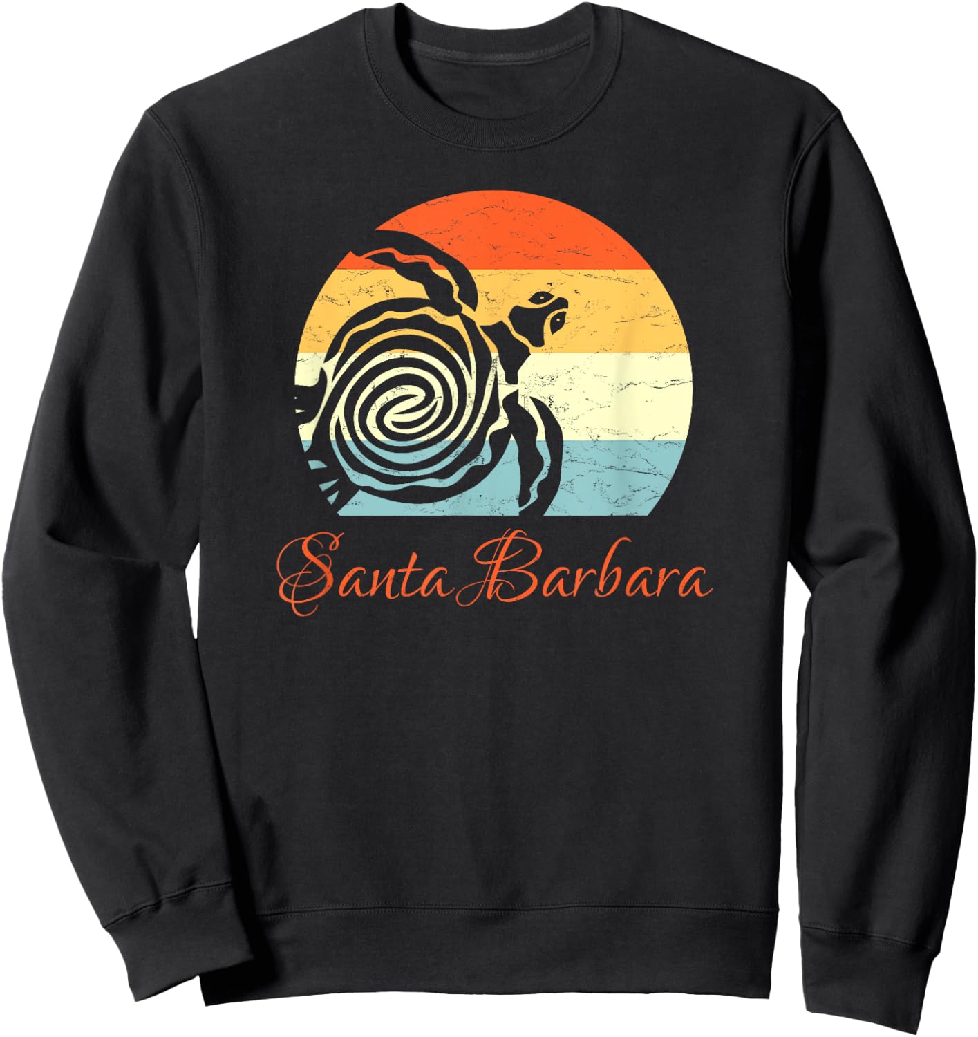Santa Barbara, California Vintage Retro Sea Turtle Sweatshirt - Sweatshirt | Black