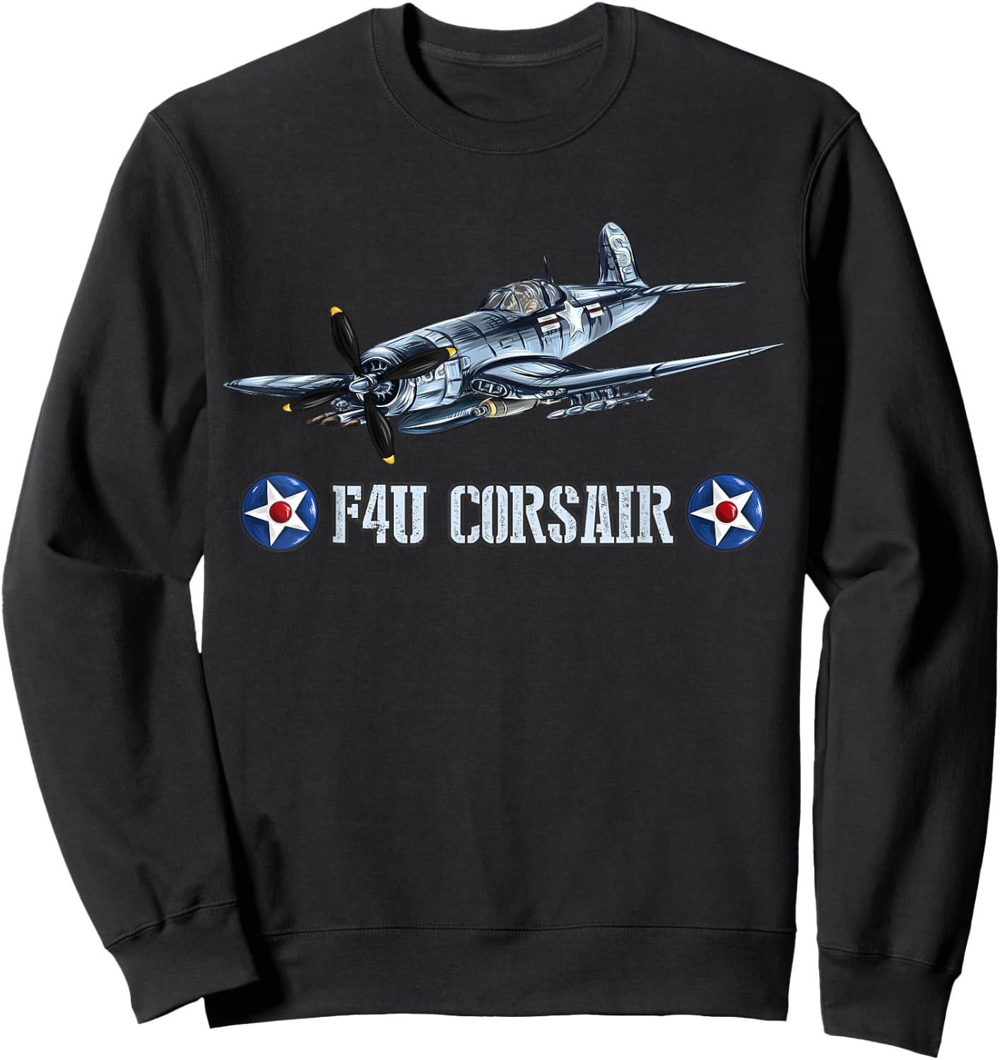 World War 2 Military Fighter Aircraft WWII F4U Corsair Sweatshirt - Sweatshirt | Black