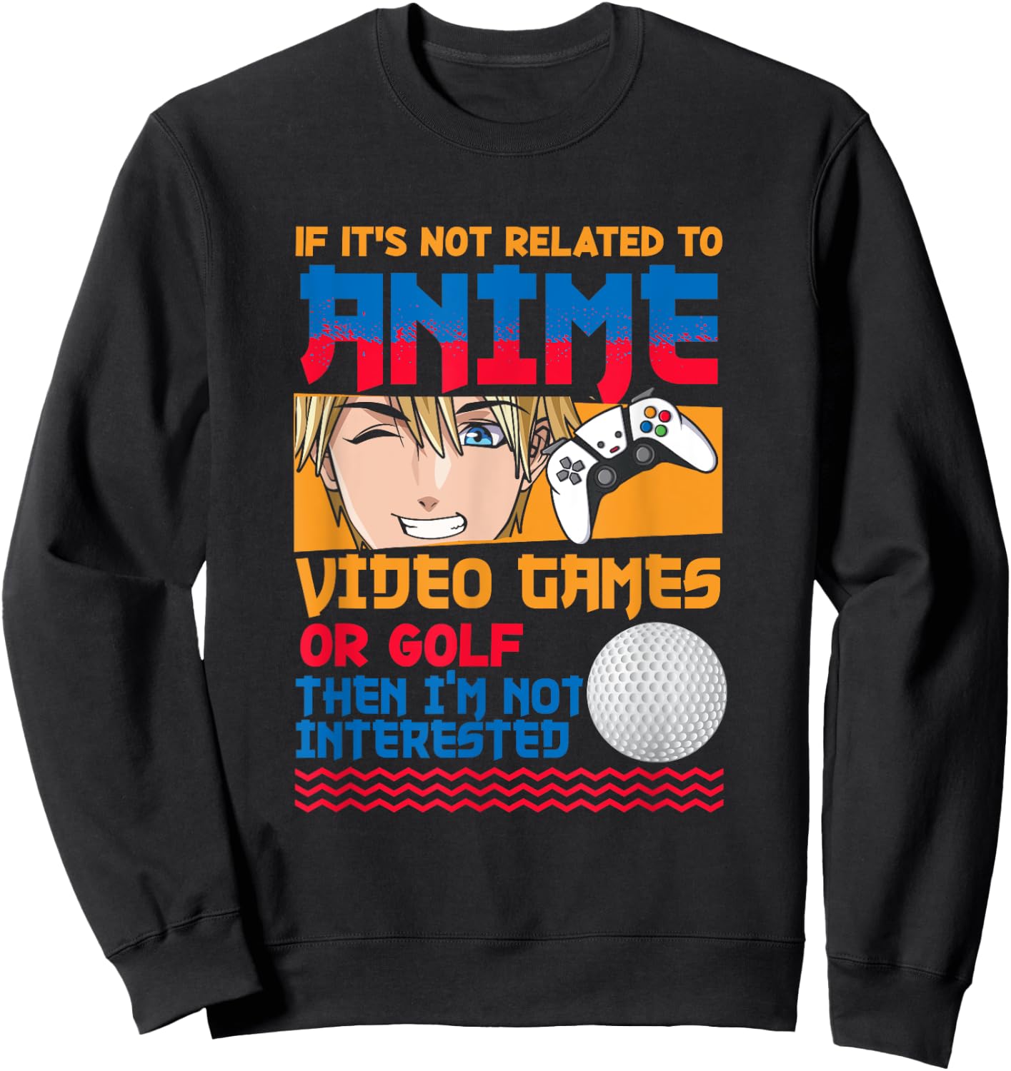 Anime Video Games Golf Japanese Japan Anime Gamer Otaku Sweatshirt - Sweatshirt | Black