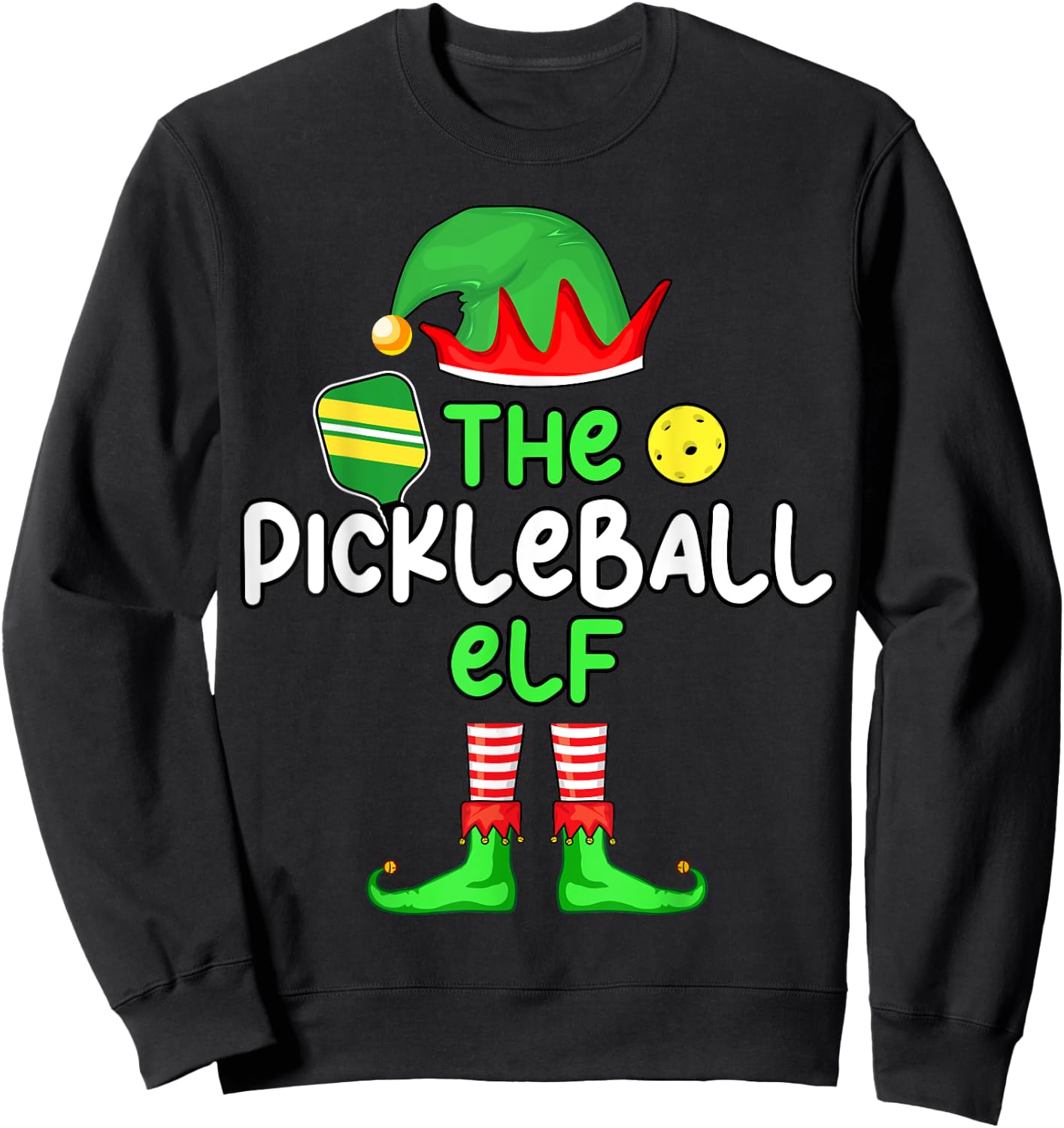 I'm The Pickleball Elf Christmas Family Matching Pajama Sweatshirt - Sweatshirt | Black