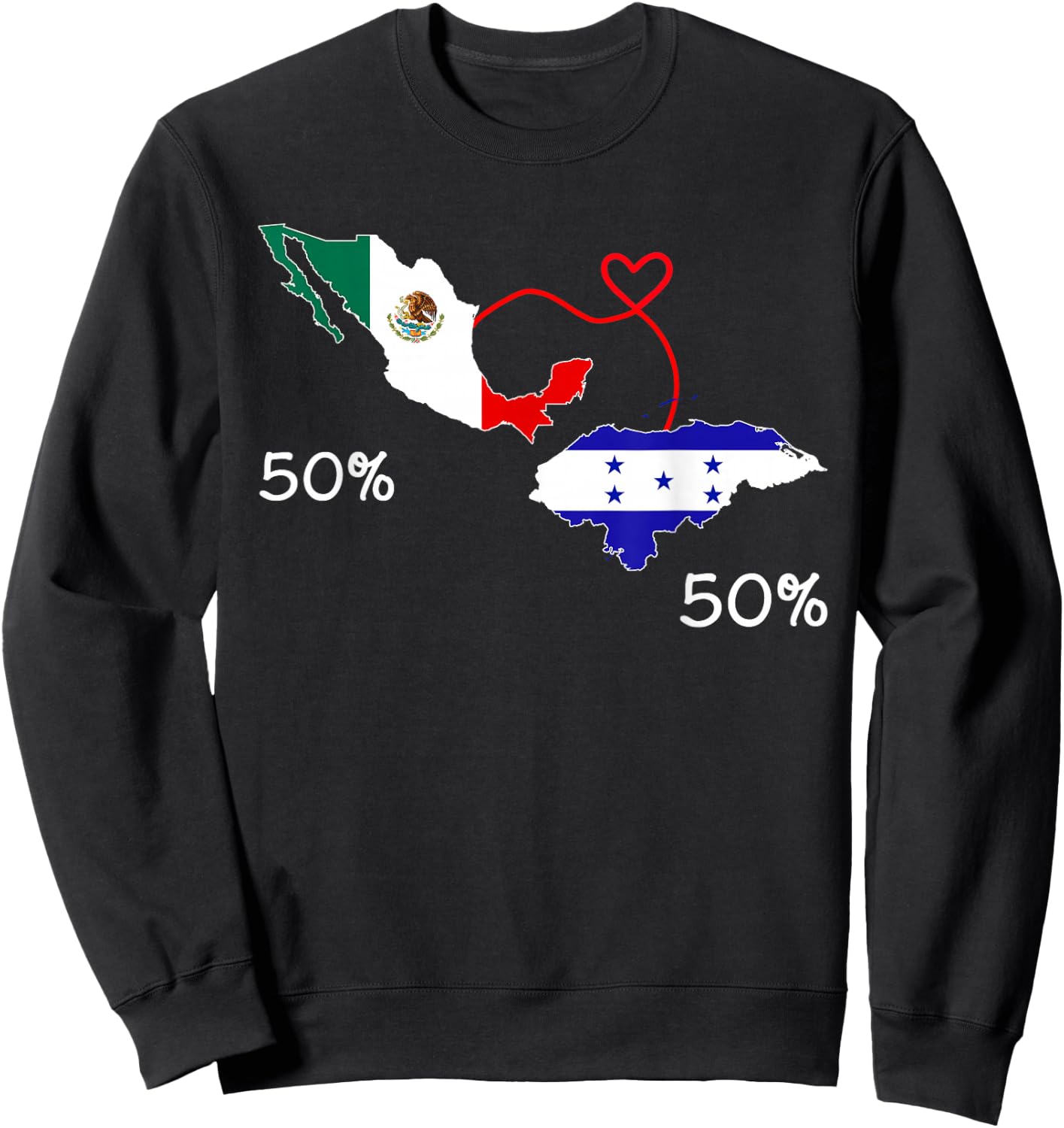 Half Mexican Half Honduran Flag Map Mexico Catracho Sweatshirt - Sweatshirt | Black