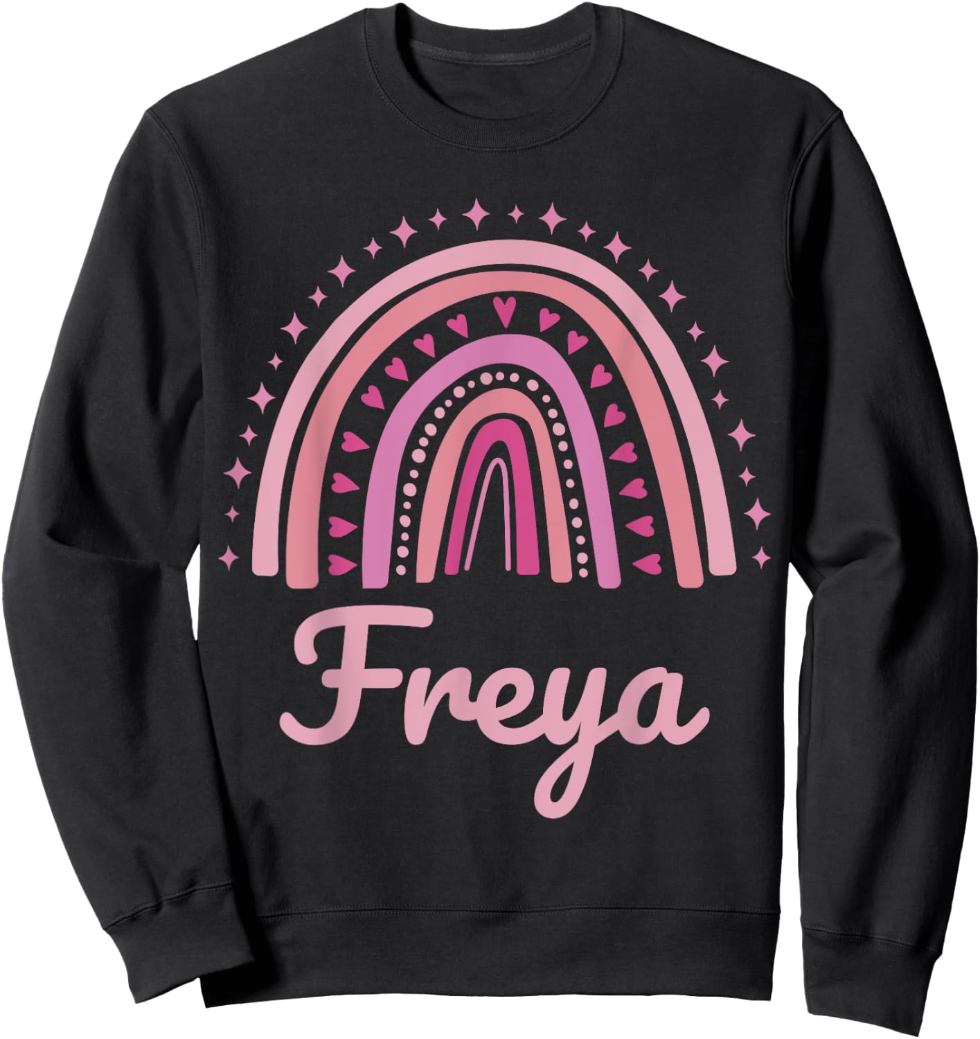 Freya Name Personalized Funny Women Pink Rainbow Freya Sweatshirt - Sweatshirt | Black