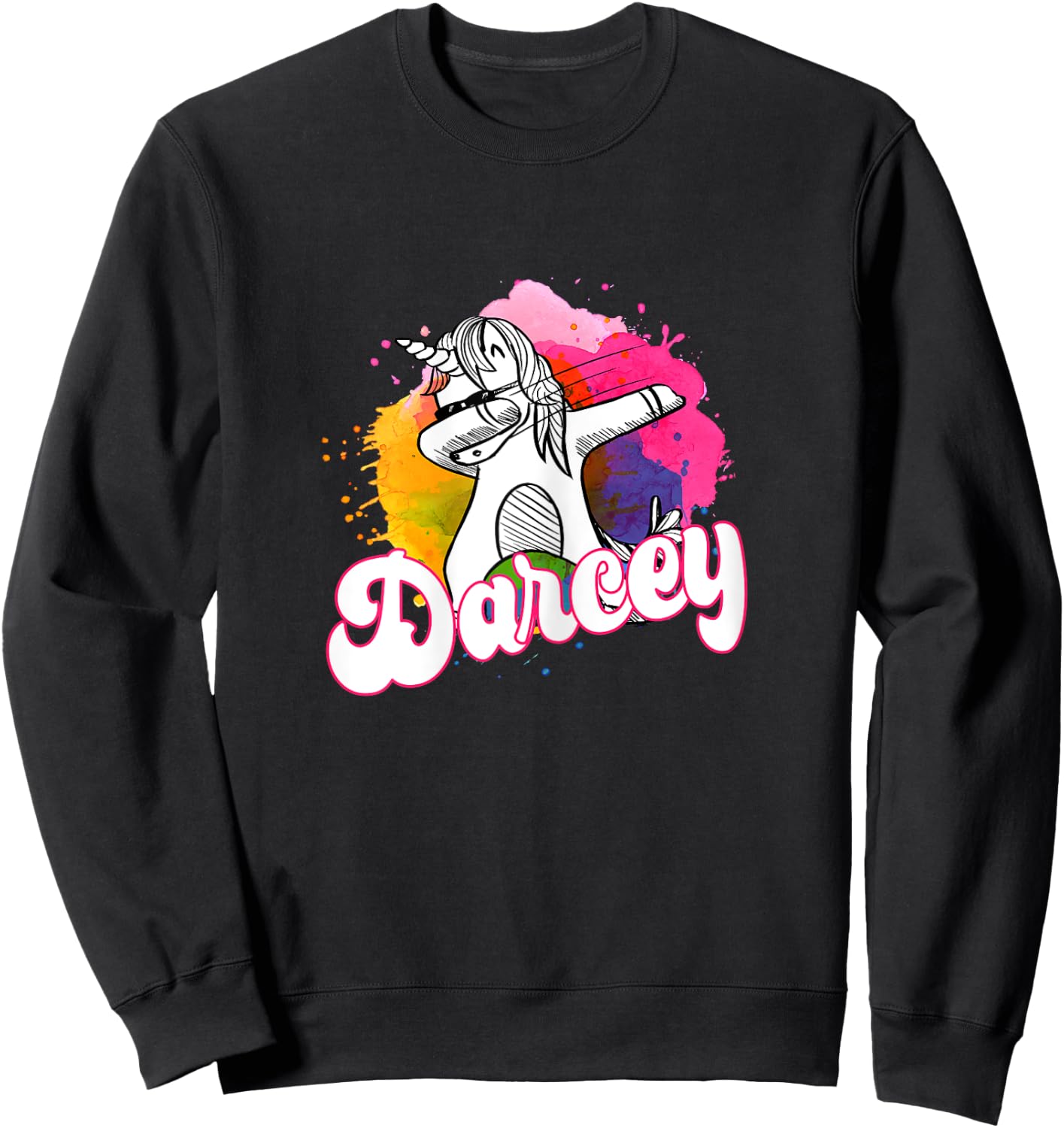 DARCEY - Beautiful girl name with cool dabbing unicorn Sweatshirt - Sweatshirt | Black