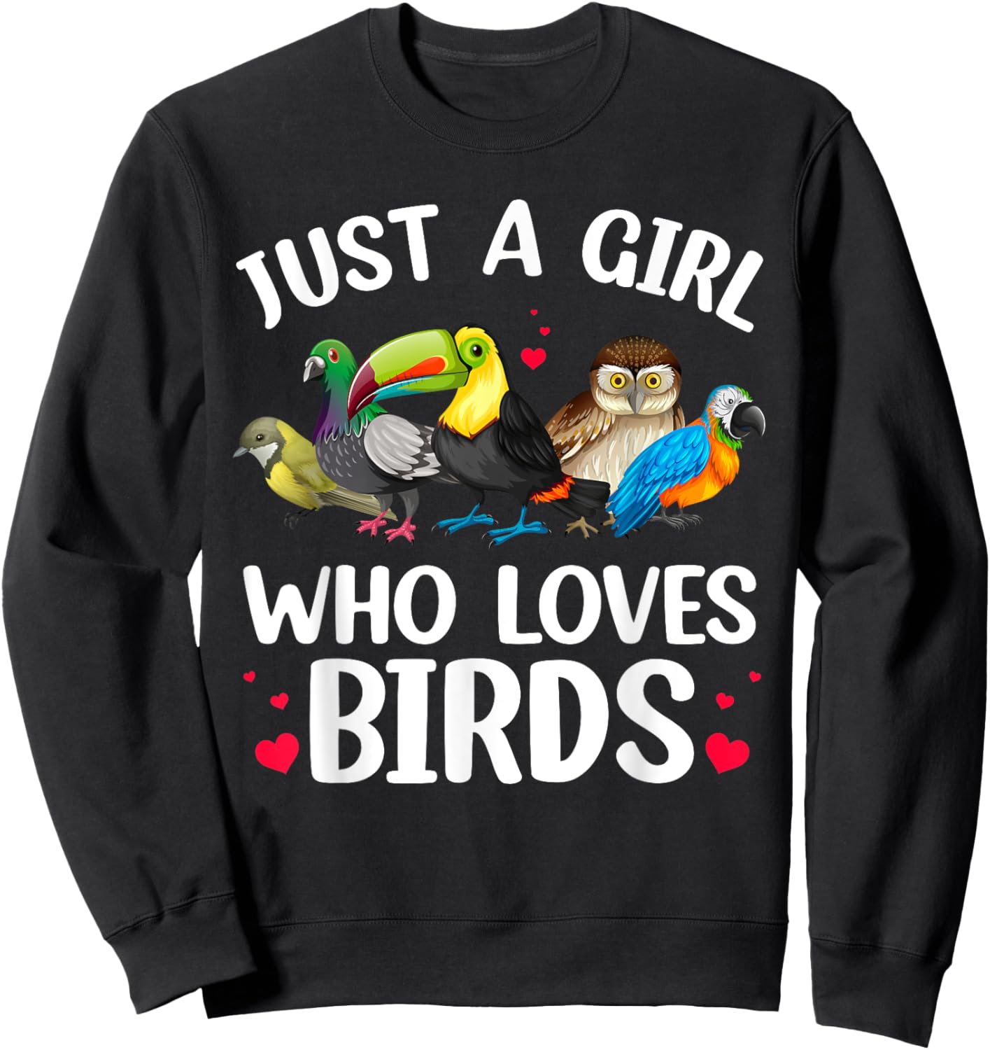 Funny Bird Lover Art For Girls Women Kids Bird Animal Lovers Sweatshirt - Sweatshirt | Black