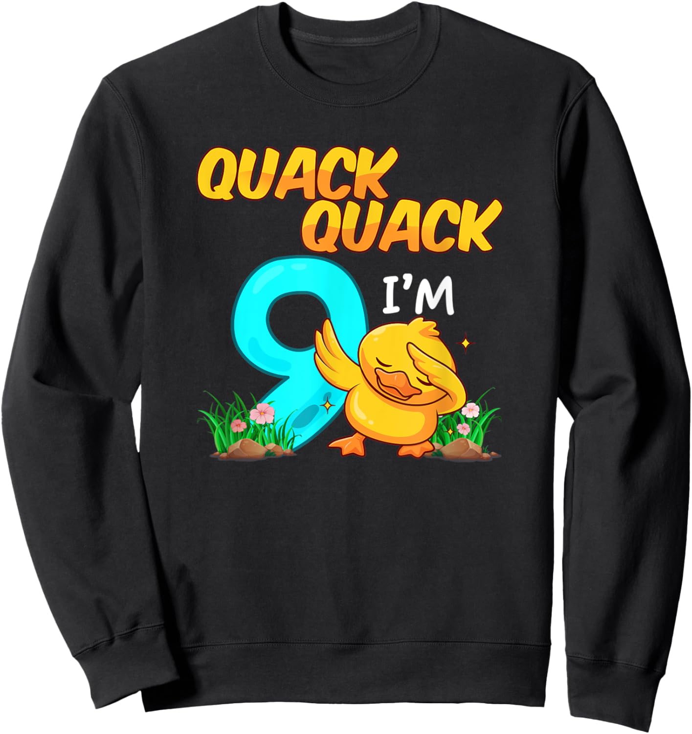 9 Year Old Gifts Boys Girls Teens Dabbing Duck 9th Birthday Sweatshirt - Sweatshirt | Black
