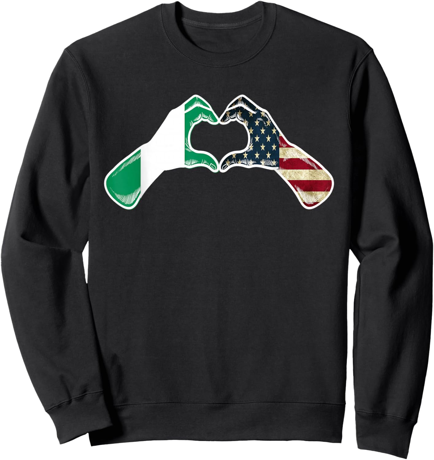 Nigeria American USA Flag - USA Nigerian Heart Sweatshirt - Sweatshirt | Black