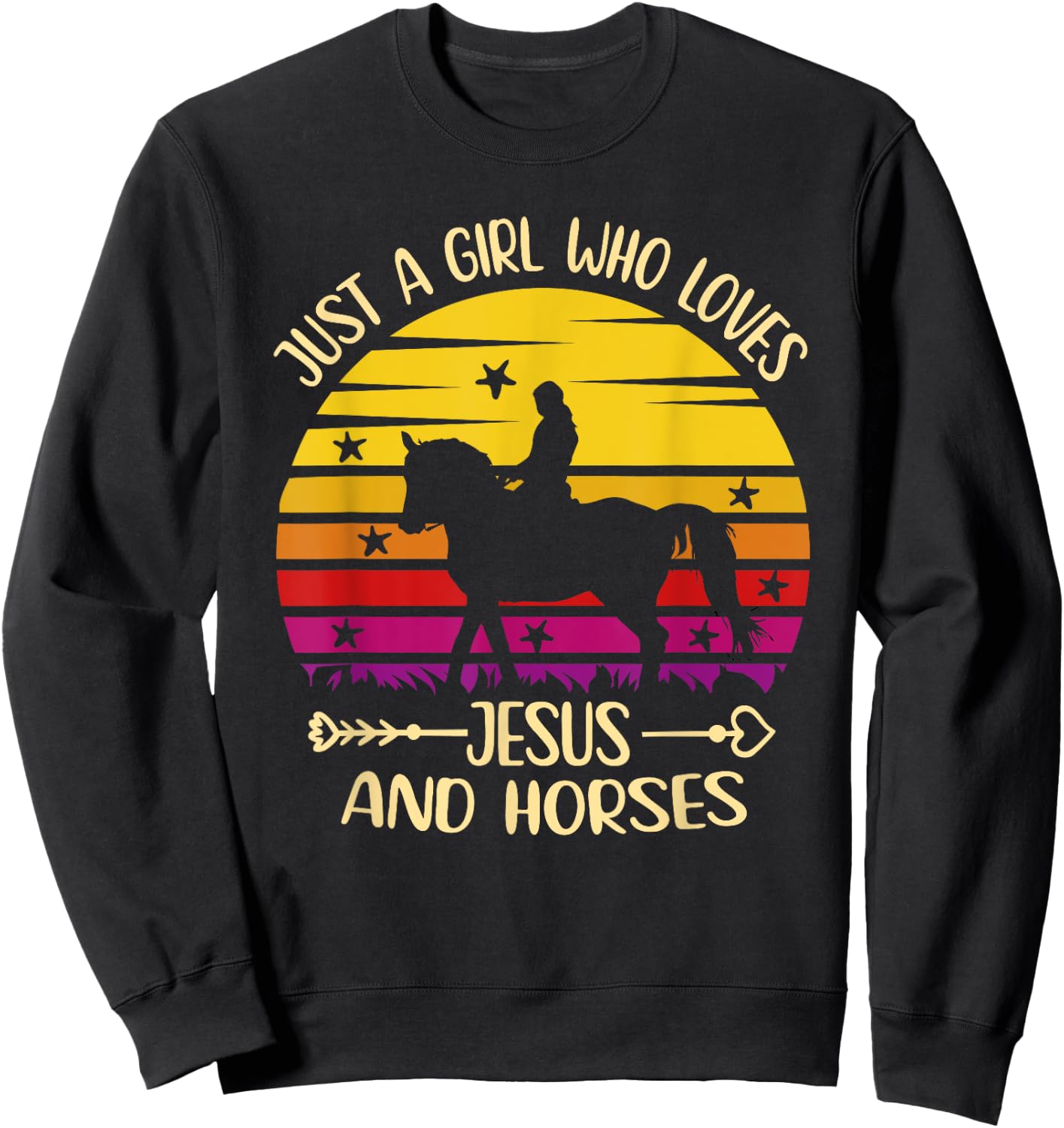 Jesus And Horses - Just A Girl Who Loves Jesus And Horses Sweatshirt - Sweatshirt | Black