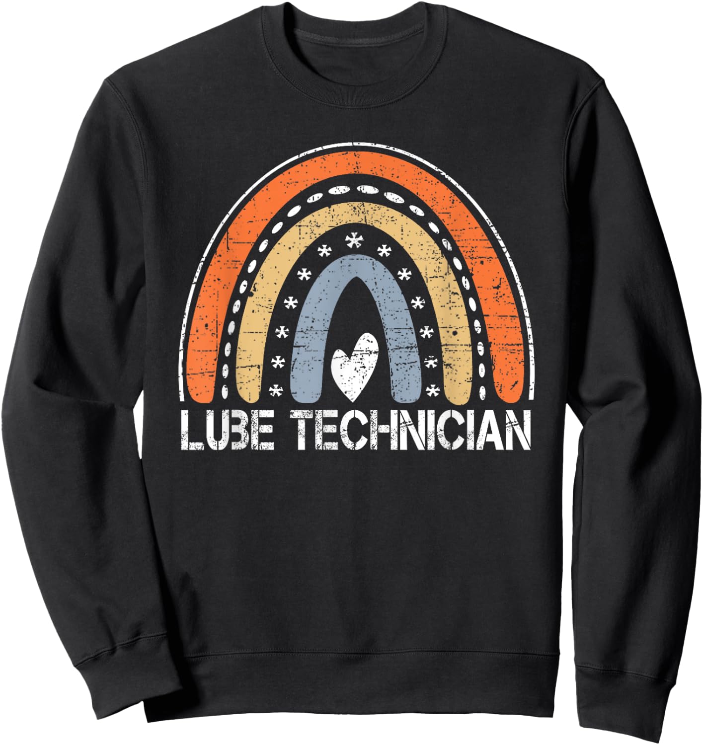 Funny Job Title Worker Vintage Rainbow Lube Technician Sweatshirt - Sweatshirt | Black