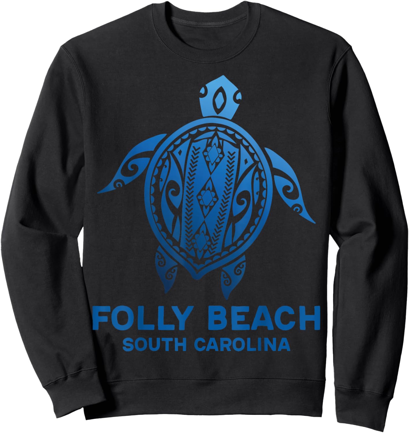 Folly Beach South Carolina Tattoo Blue Sea Turtle Souvenirs Women Girls Kids Sweatshirt - Sweatshirt | Black