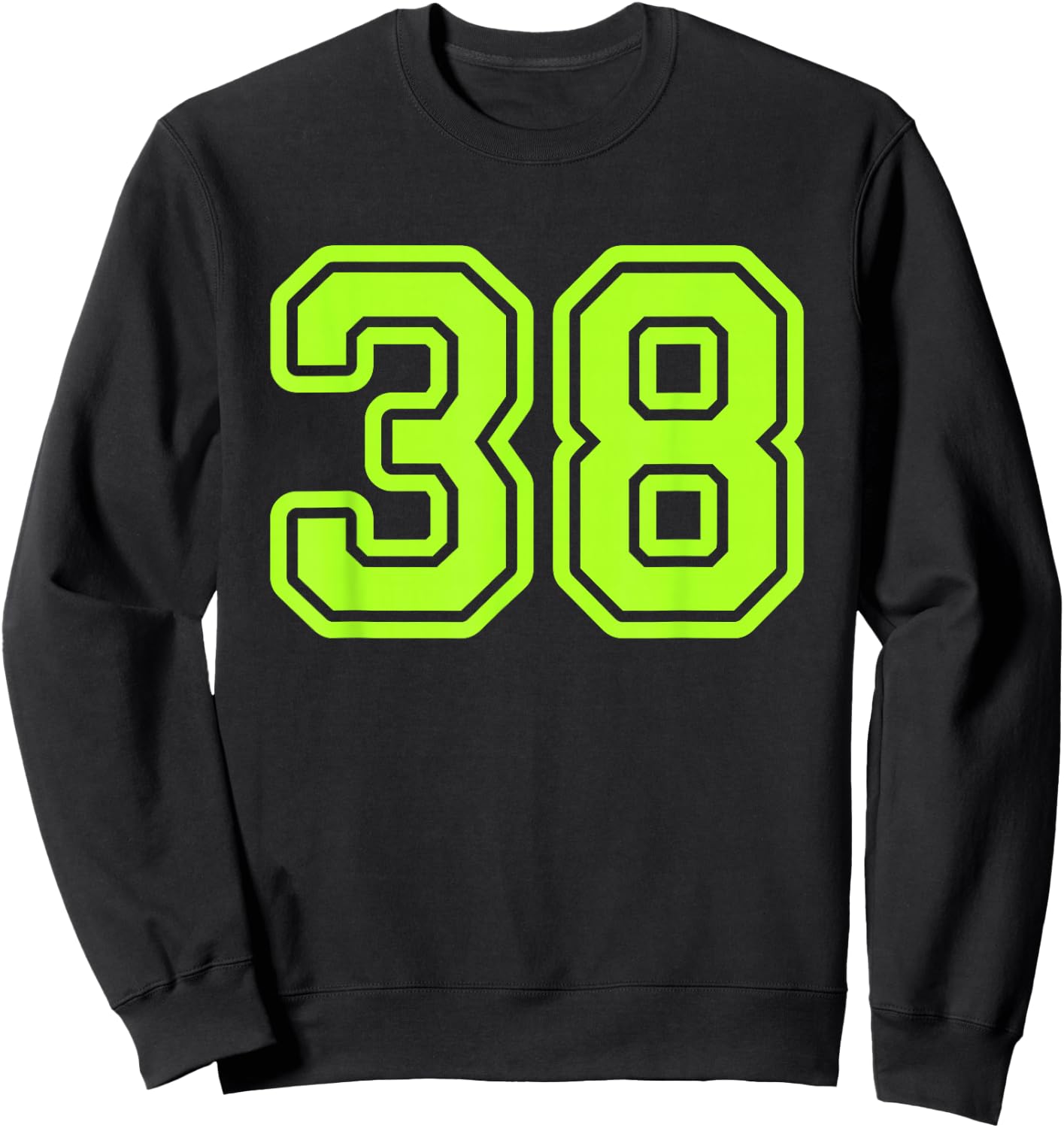 Green Yellow Sports Team Number 38 Sweatshirt - Sweatshirt | Black