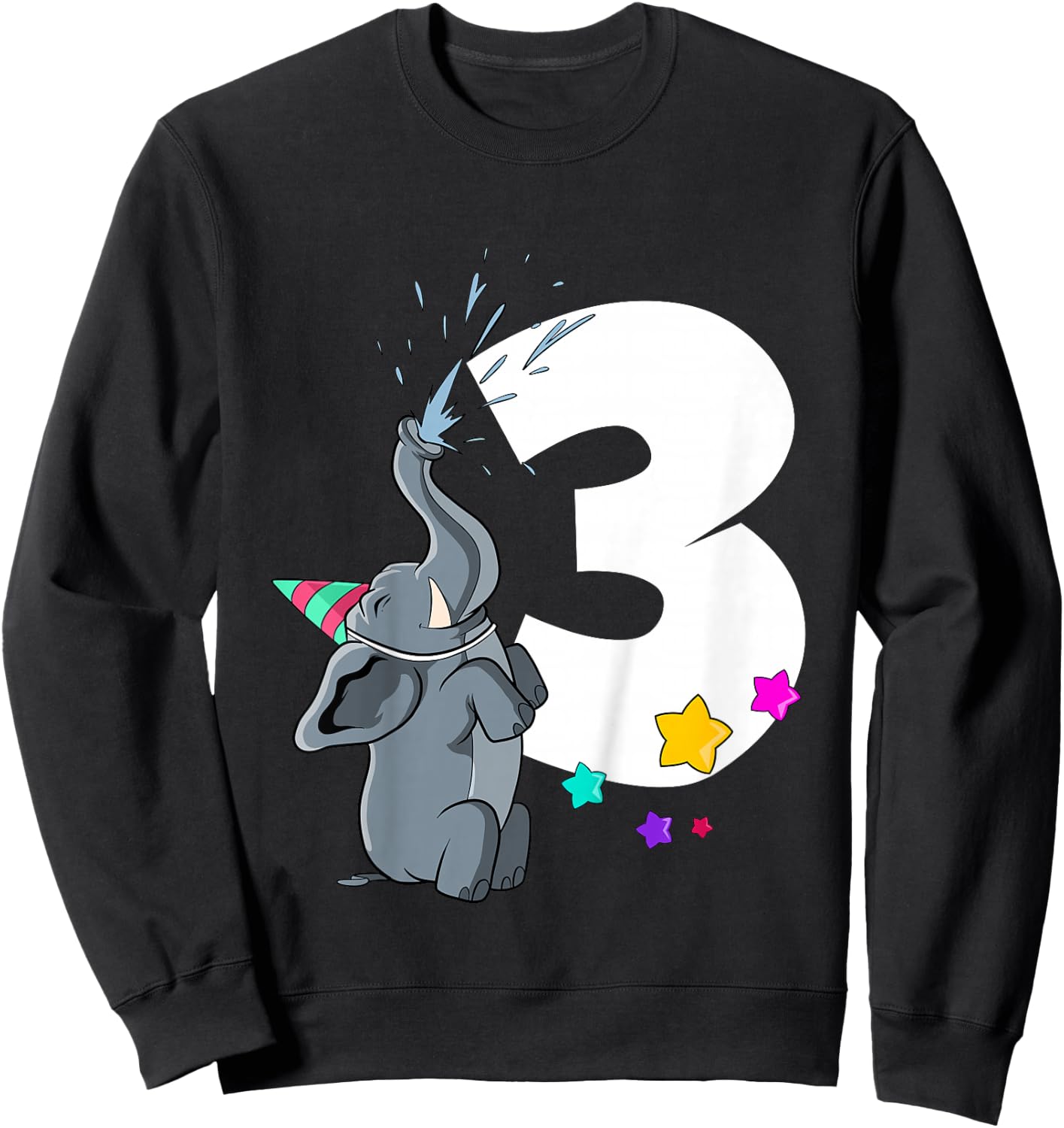 Elephant 3rd birthday 3 years old Sweatshirt - Sweatshirt | Black