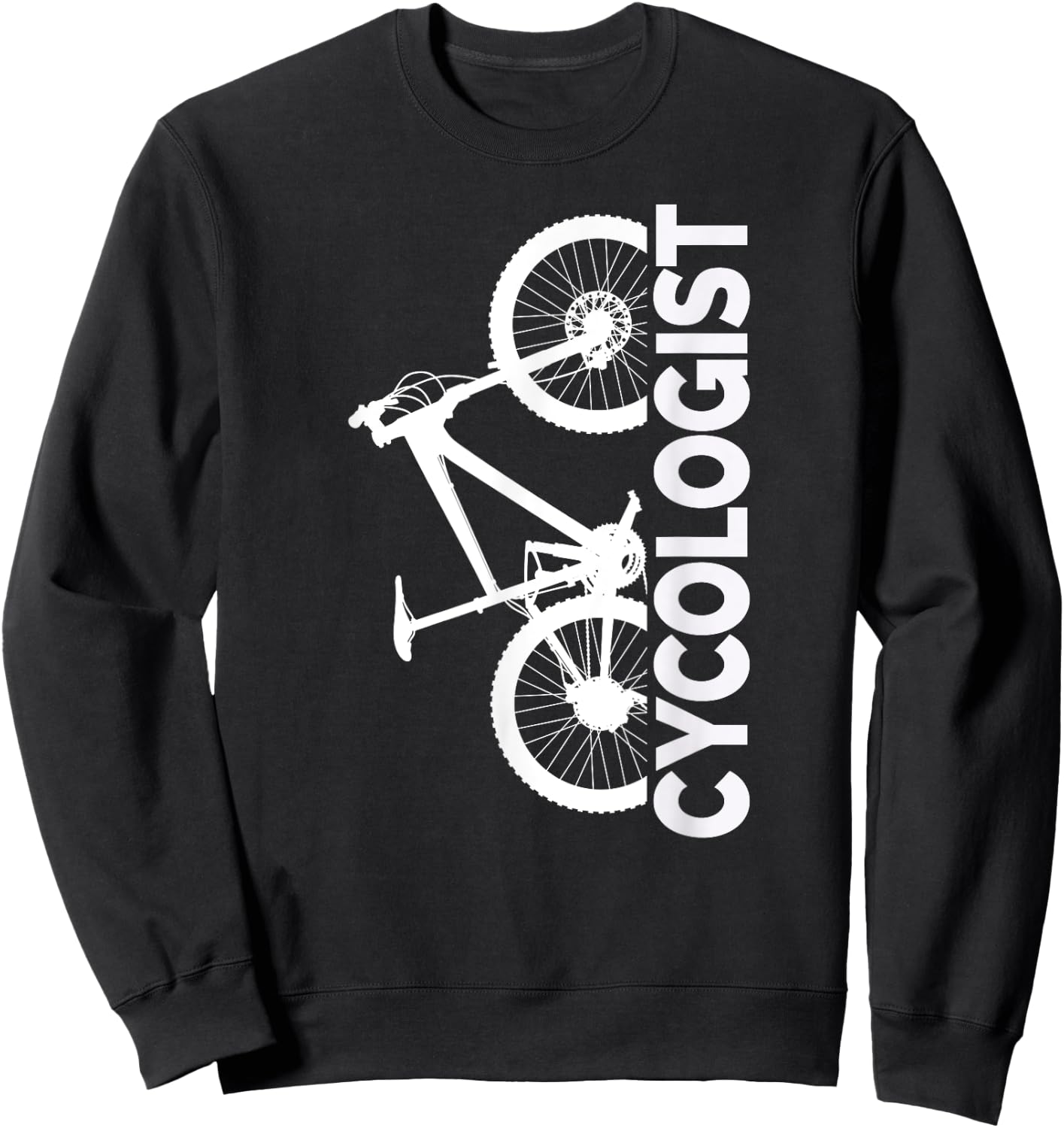 Mountain Biking Cycologist Vertical Graphic Design Sweatshirt - Sweatshirt | Black