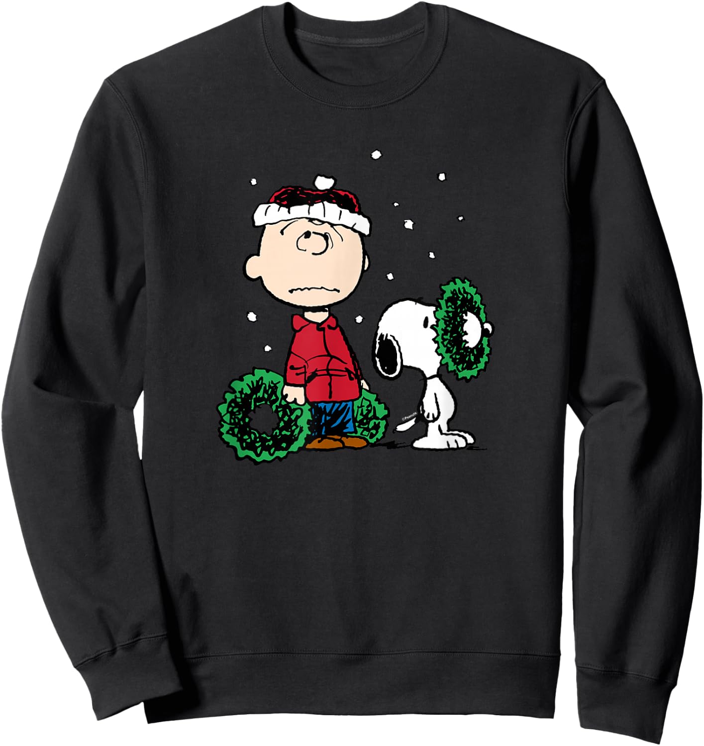 Peanuts - Snoopy Charlie Brown Wreath Sweatshirt - Sweatshirt | Black