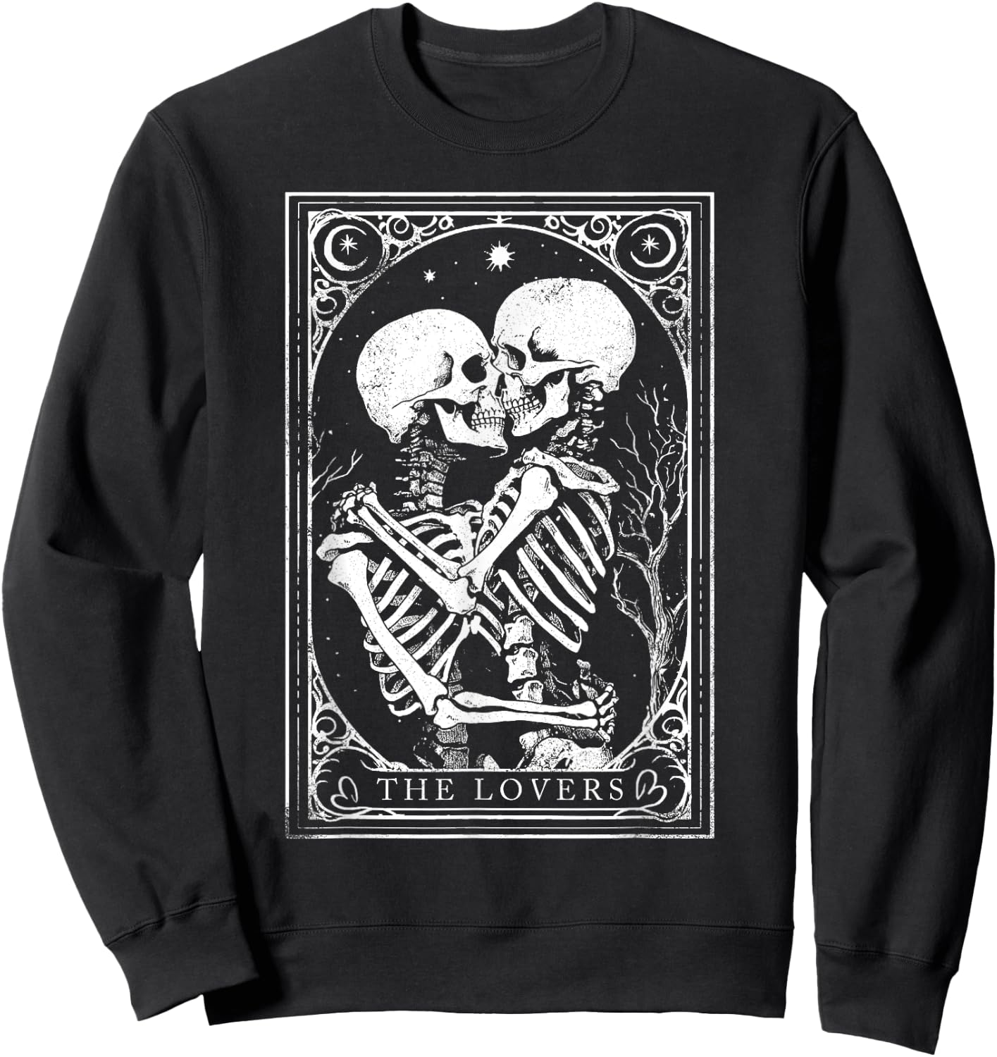 Tarot Card Shirt The Lovers Goth Skeleton Halloween Occult Sweatshirt - Sweatshirt | Black