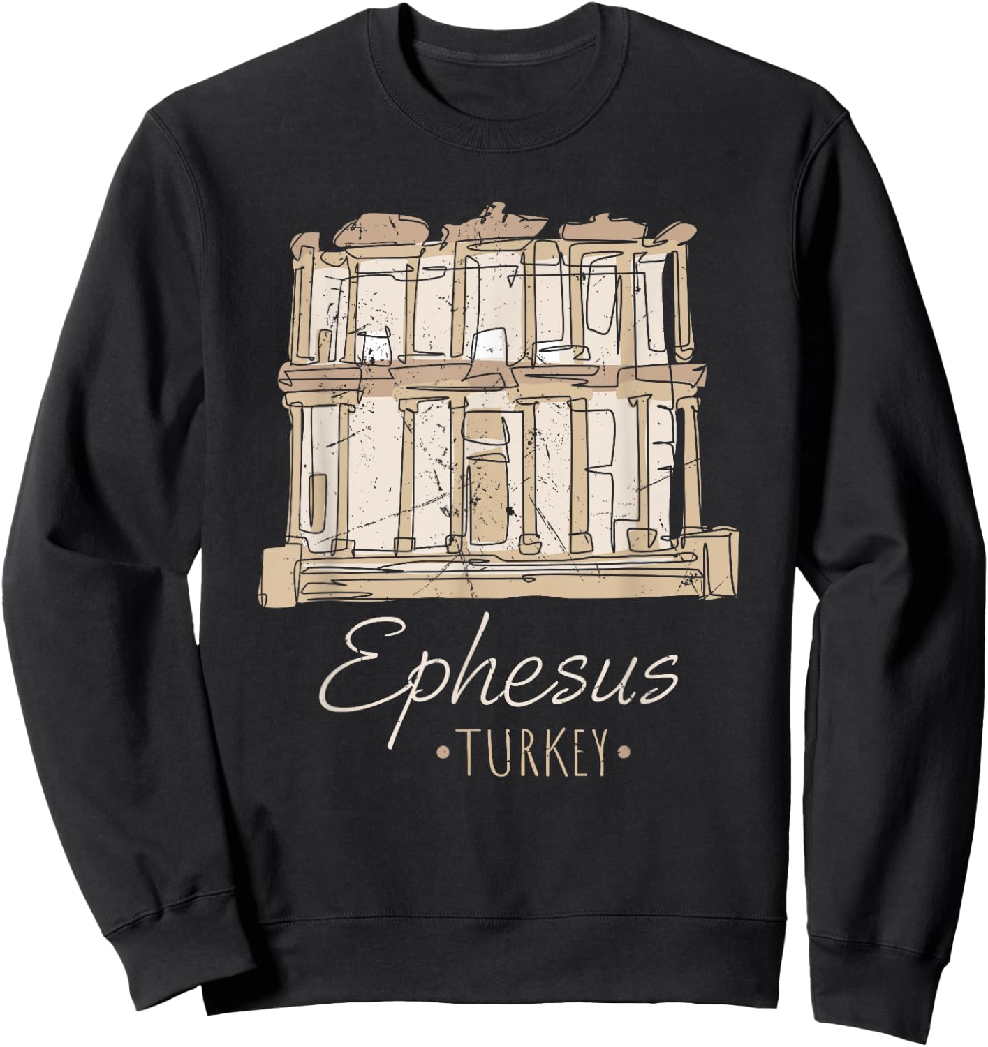 Ephesus Turkey Ancient City Architecture Ruins History Sweatshirt - Sweatshirt | Black