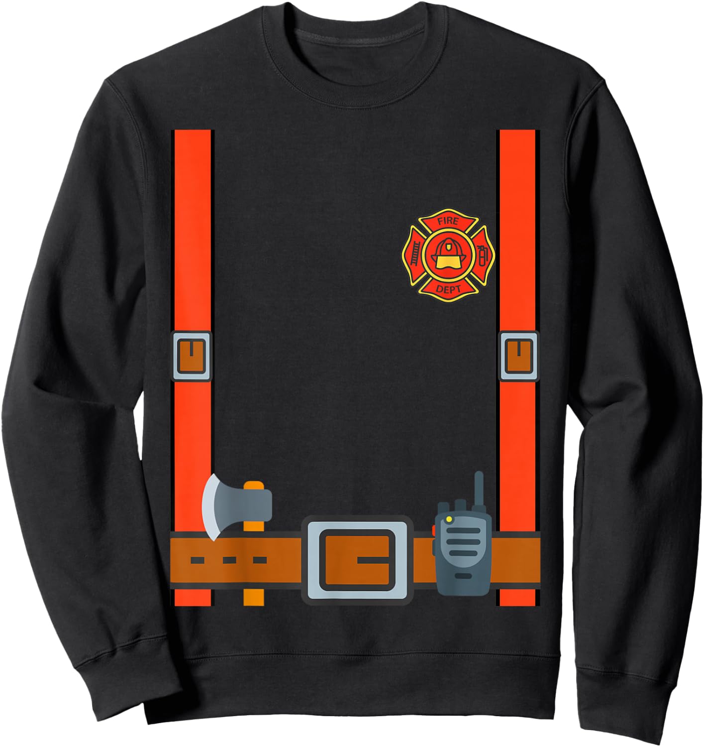 Fun Fireman Halloween - Firefighter Cosplay Costume Dressup Sweatshirt - Sweatshirt | Black
