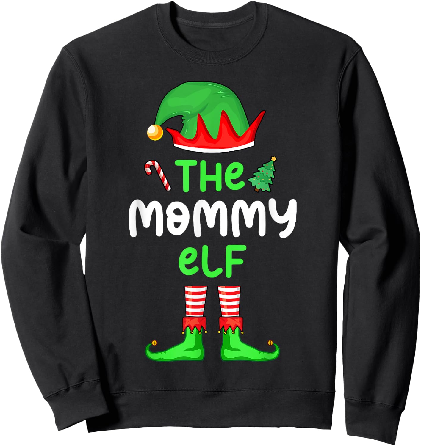 I'm The Mom Elf Christmas Family Matching Pajama Mommy Elf Sweatshirt - Sweatshirt | Black