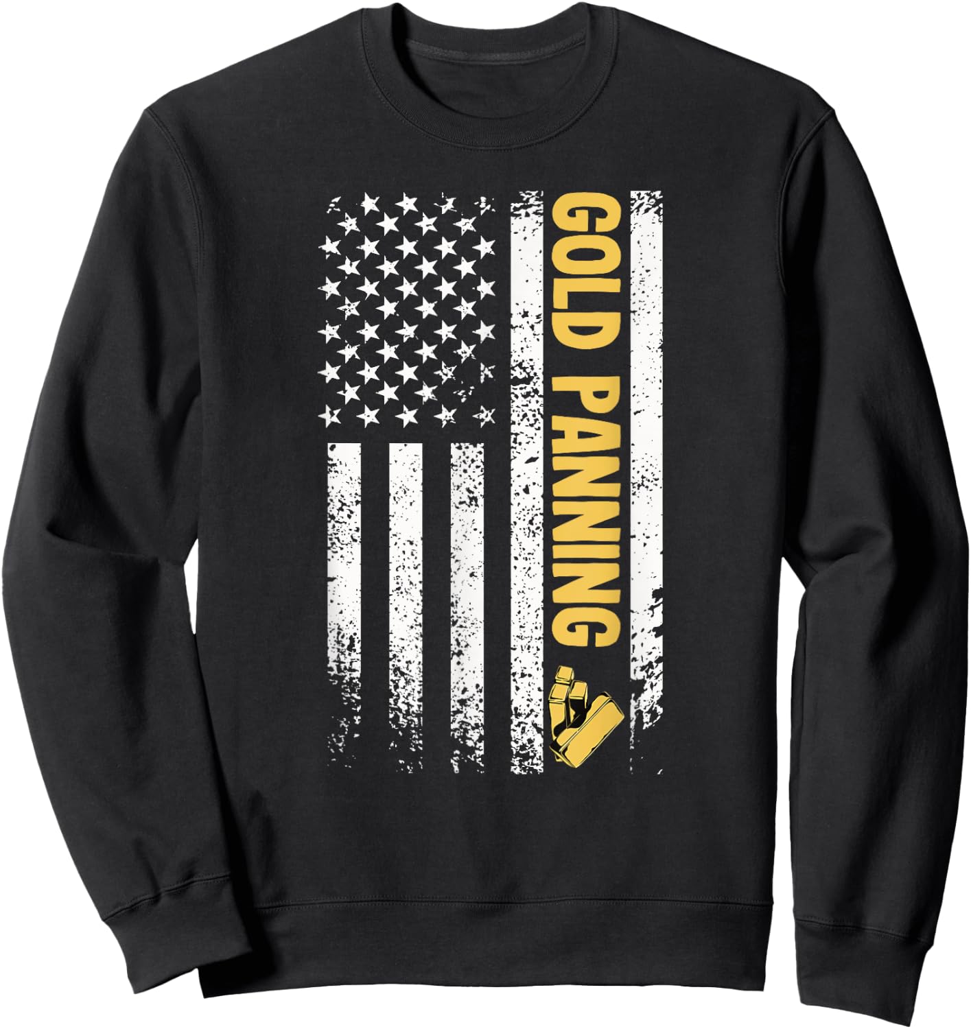 Gold panning usa flag gold miner prospecting gold digging Sweatshirt - Sweatshirt | Black
