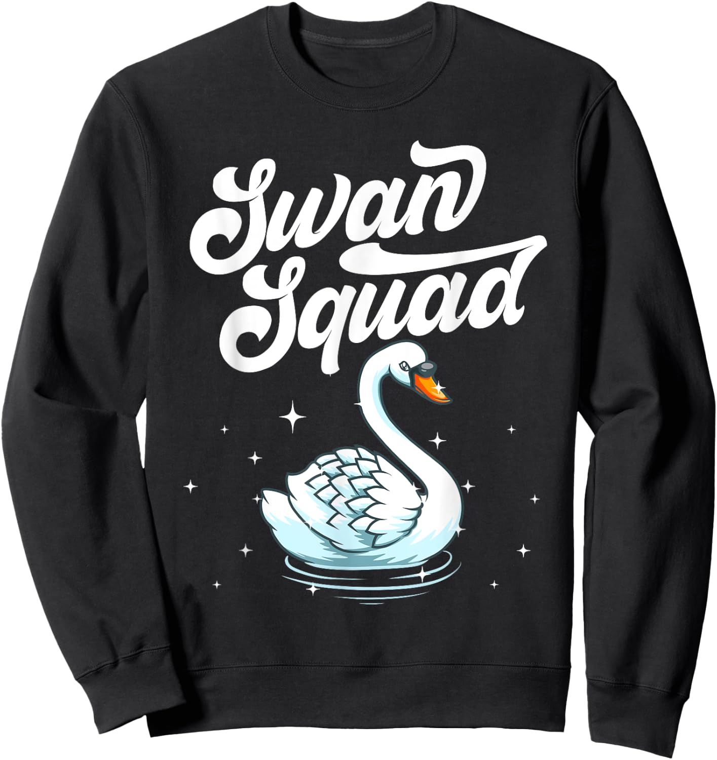 Cool Swan Art Women Bird Watcher Waterfowl Lake Swan Sweatshirt - Sweatshirt | Black