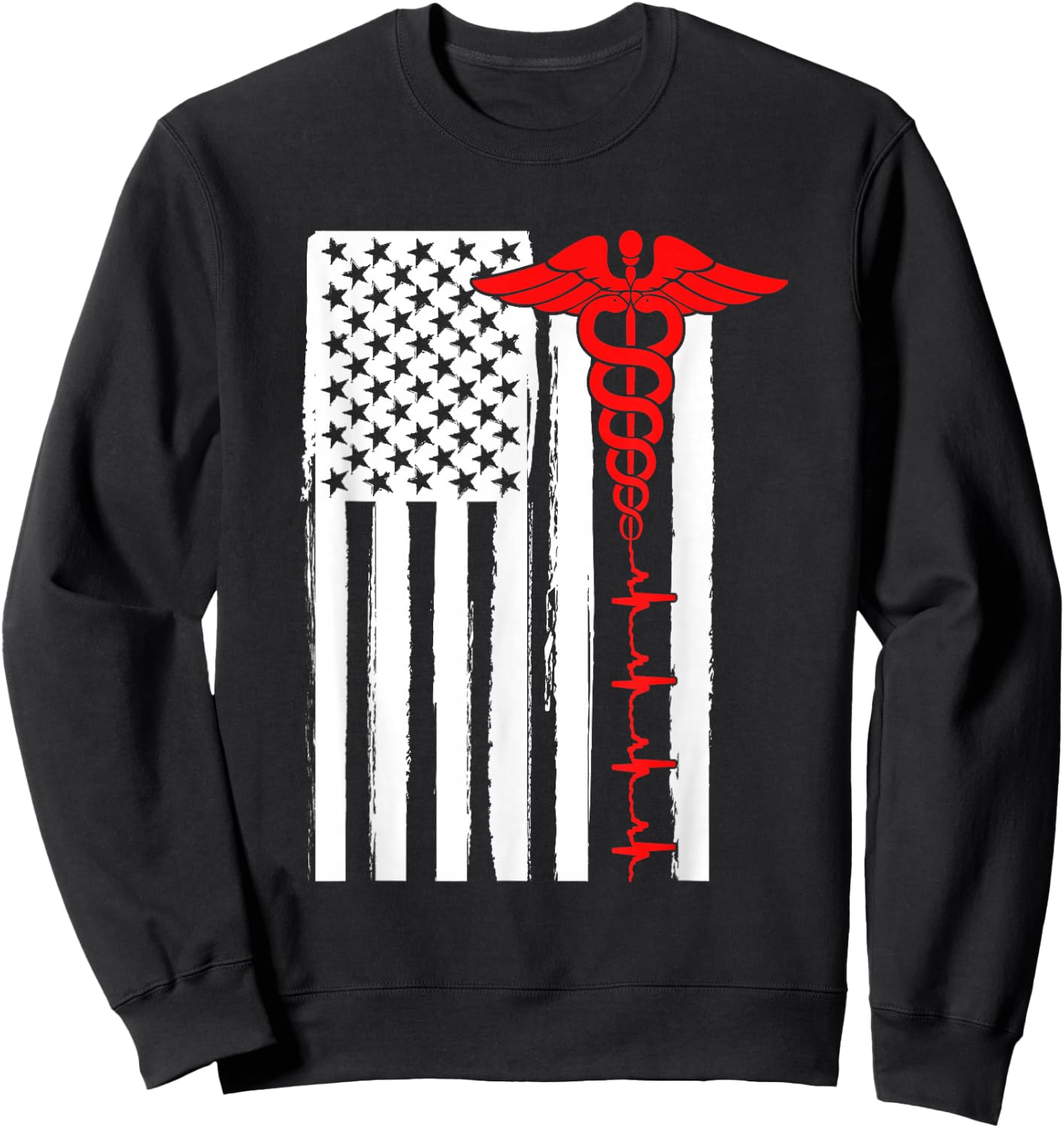 Nursing Shirts Us Flag Nurse Life Medicine Student Sweatshirt - Sweatshirt | Black