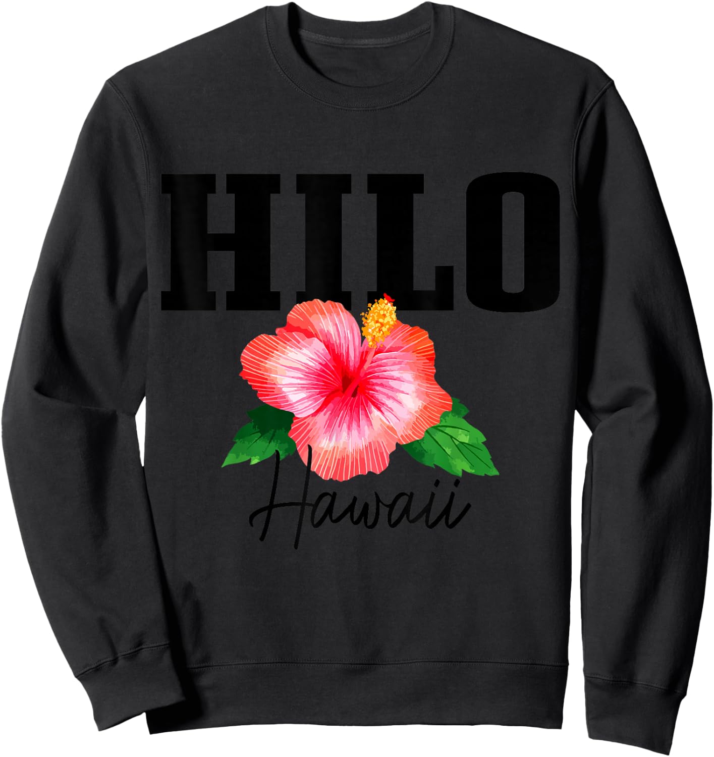 Hilo Hawaii Floral Hawaiian Hibiscus Surf Surfer Vintage Sweatshirt - Sweatshirt | Black