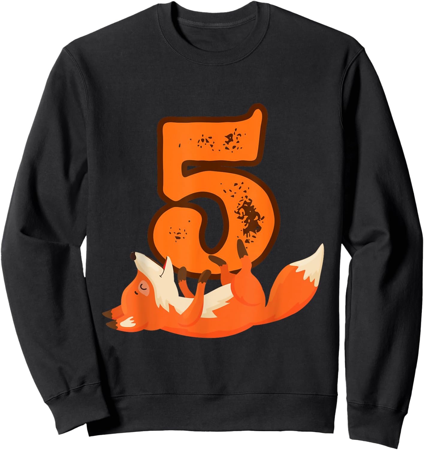 5th Birthday For Girls Gift Funny 5 Years Old Boy Fox Sweatshirt - Sweatshirt | Black