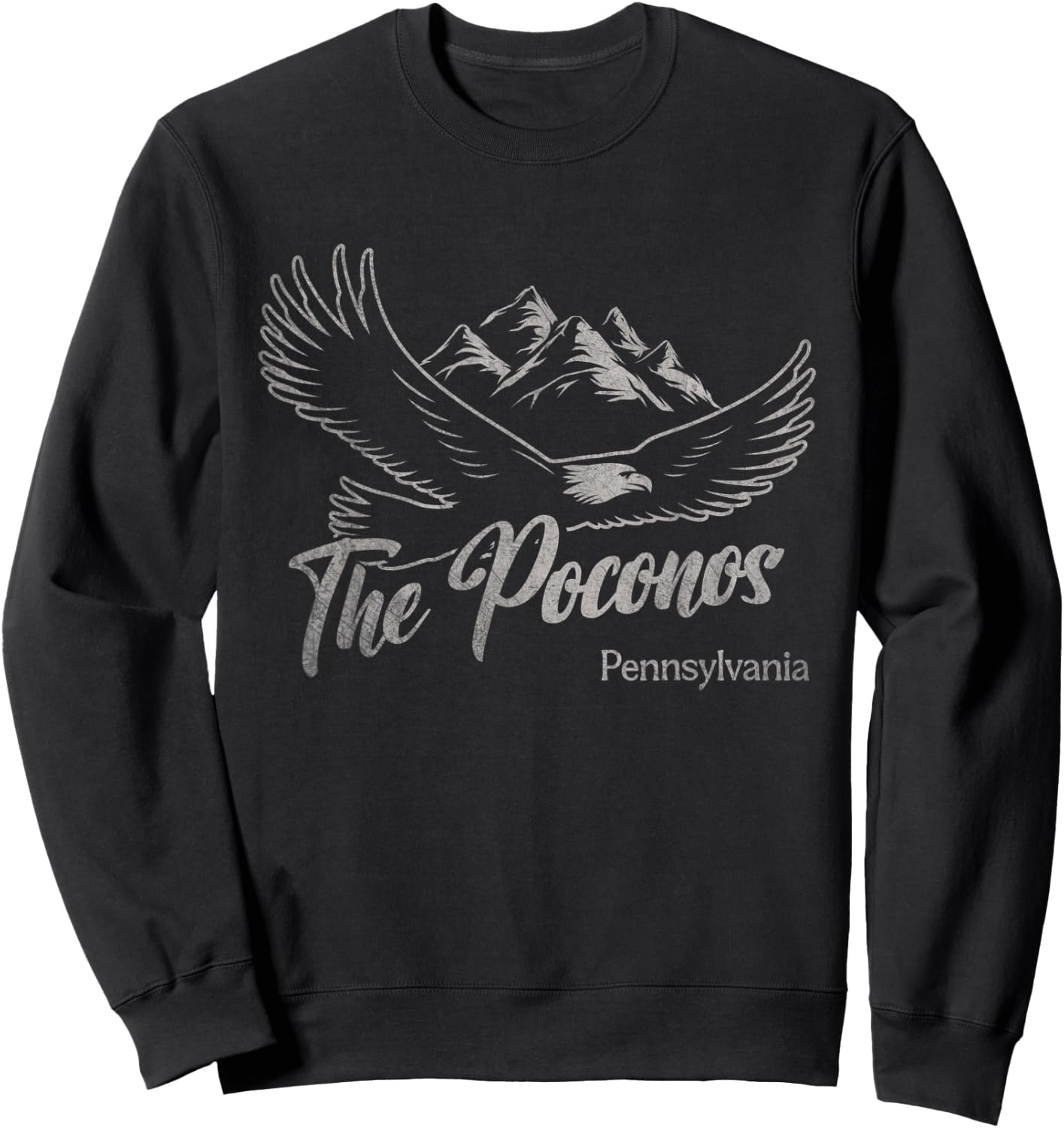 Vintage The Poconos Pennsylvania Hiking Mountains Outdoors Sweatshirt - Sweatshirt | Black
