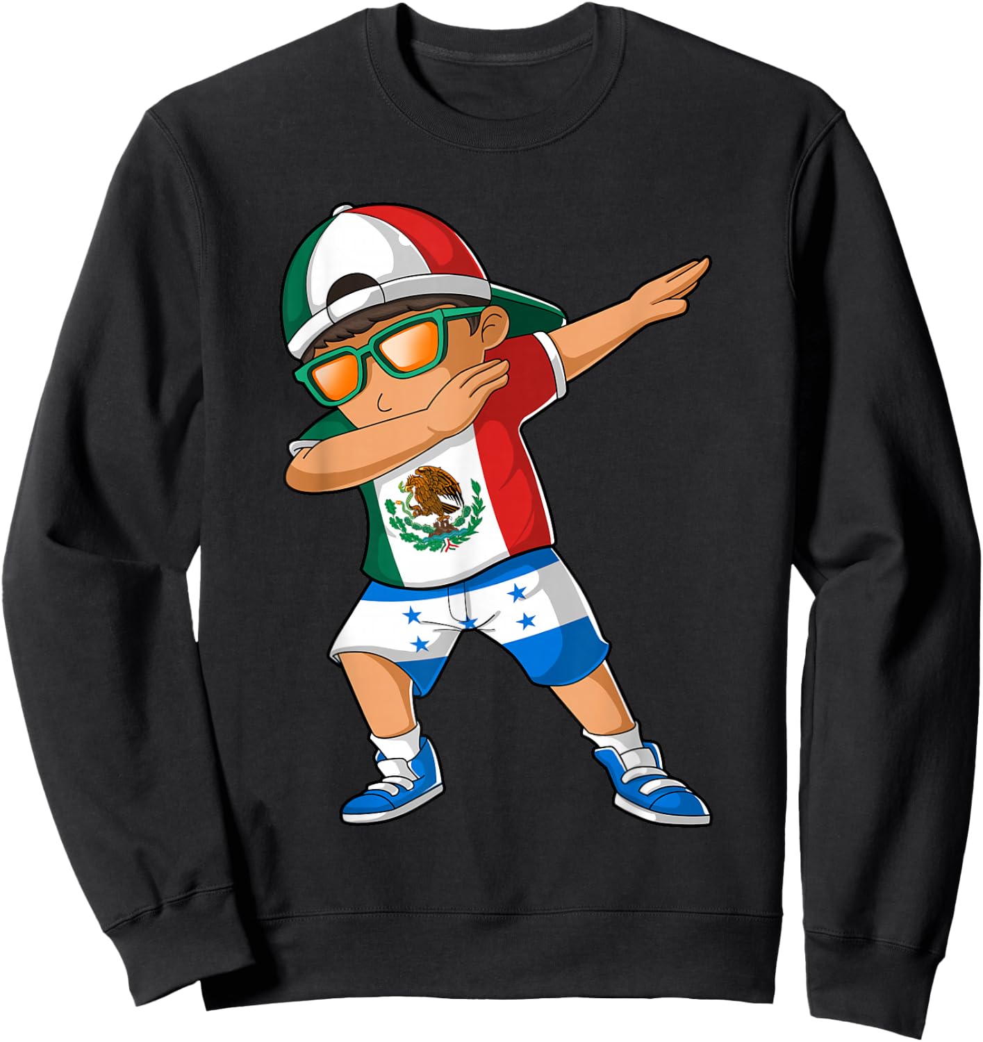 Half Mexican Half Honduran Boy Mexico Honduras Flag Sweatshirt - Sweatshirt | Black