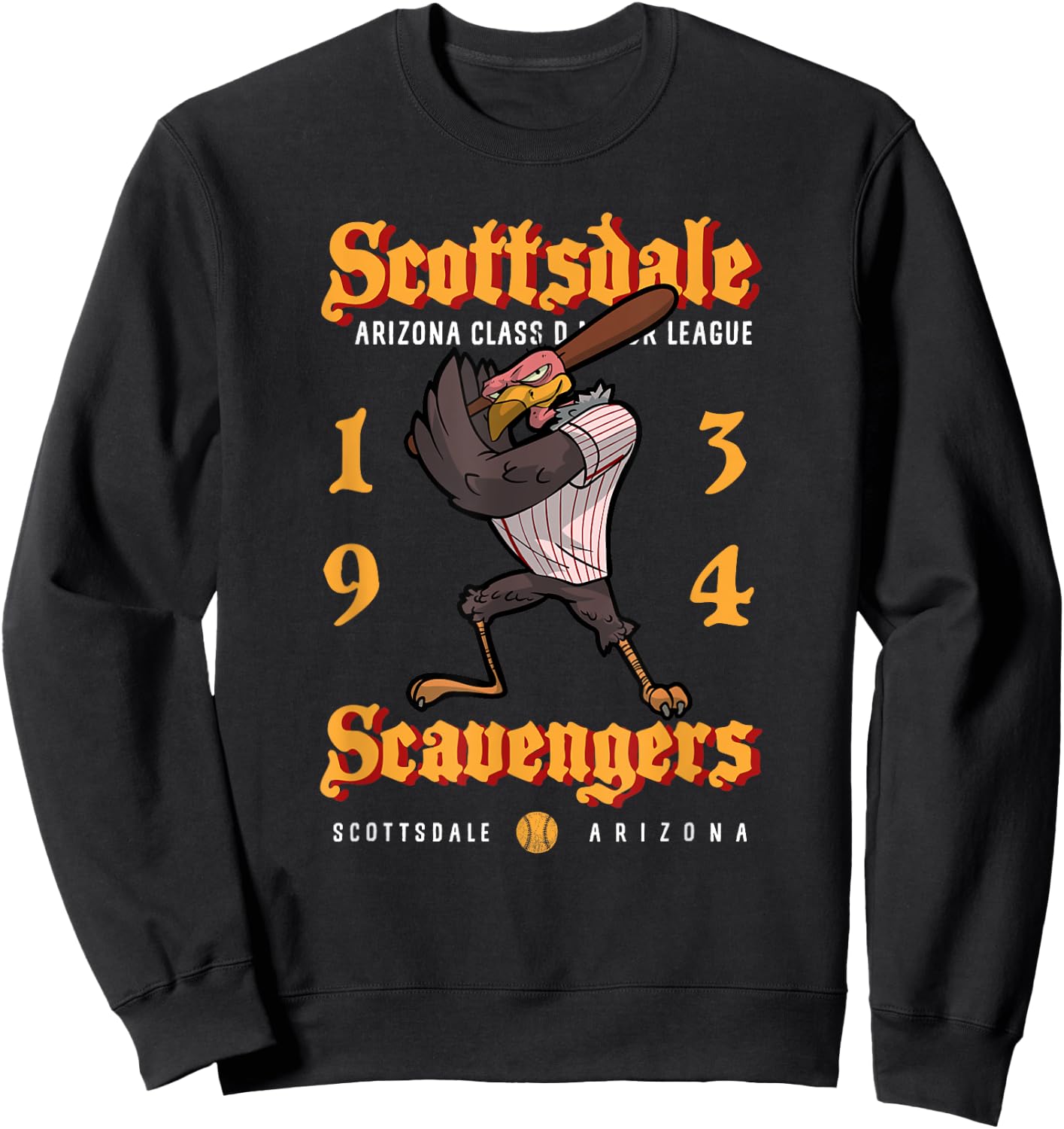Scottsdale Scavengers Minor League Retro Baseball Team Sweatshirt - Sweatshirt | Black