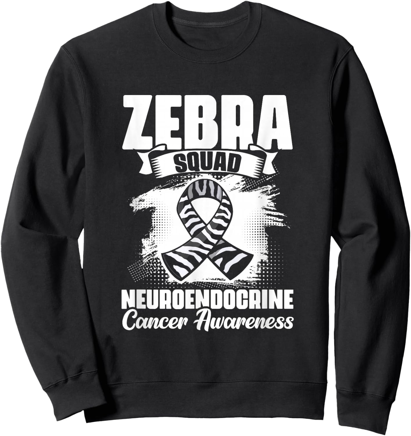 Zebra Squad - Zebra Ribbon Carcinoid Cancer Awareness Sweatshirt - Sweatshirt | Black