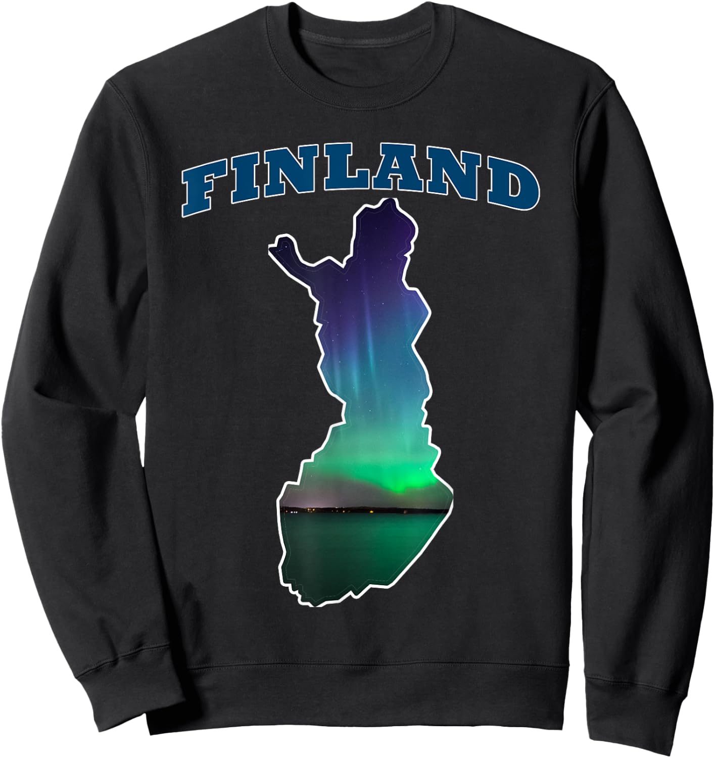 Finland Aurora Borealis Finnish Northern Lights Sweatshirt - Sweatshirt | Black