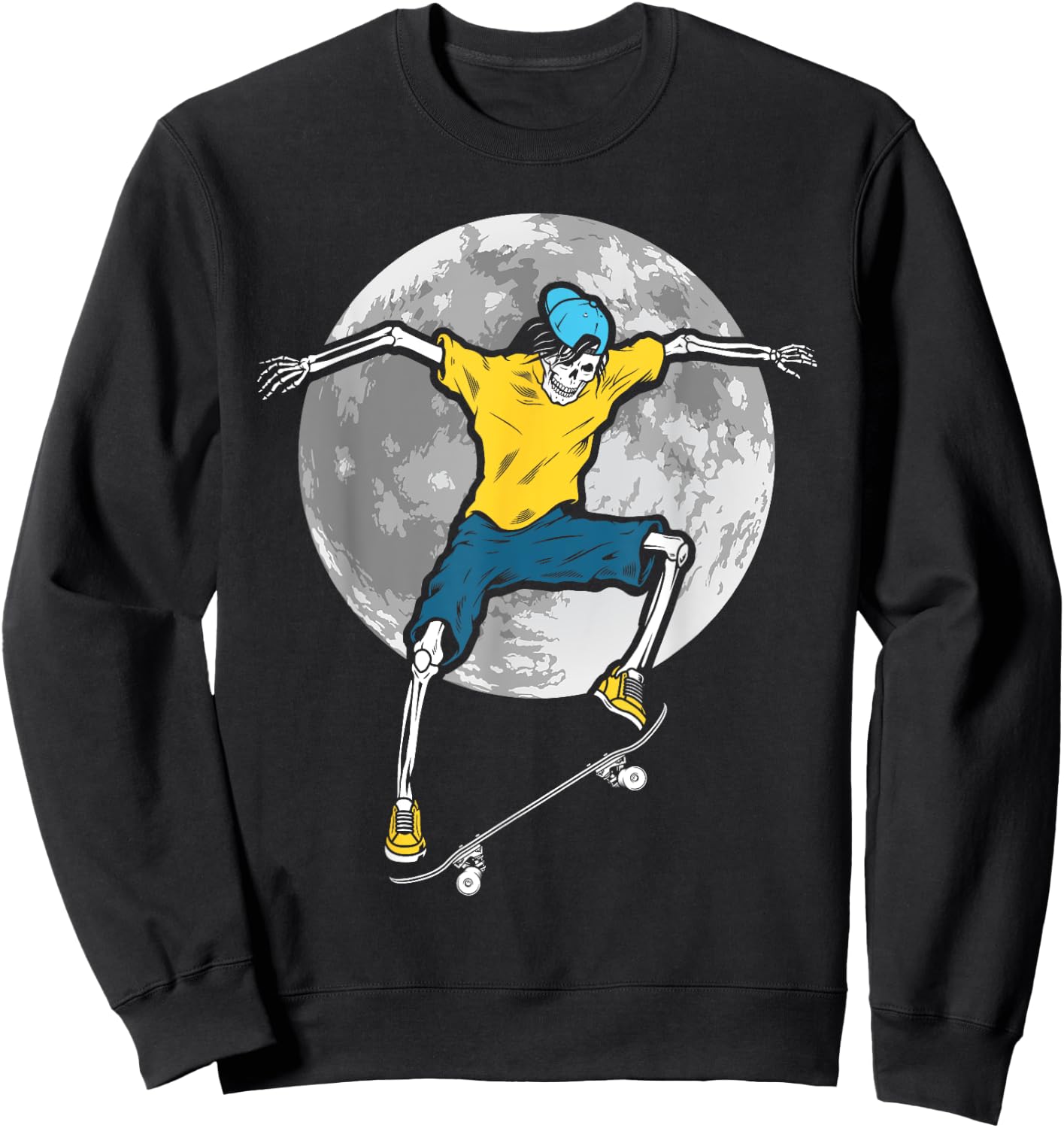 Skeleton Skateboarder Skateboard Skateboarding Skater Sweatshirt - Sweatshirt | Black