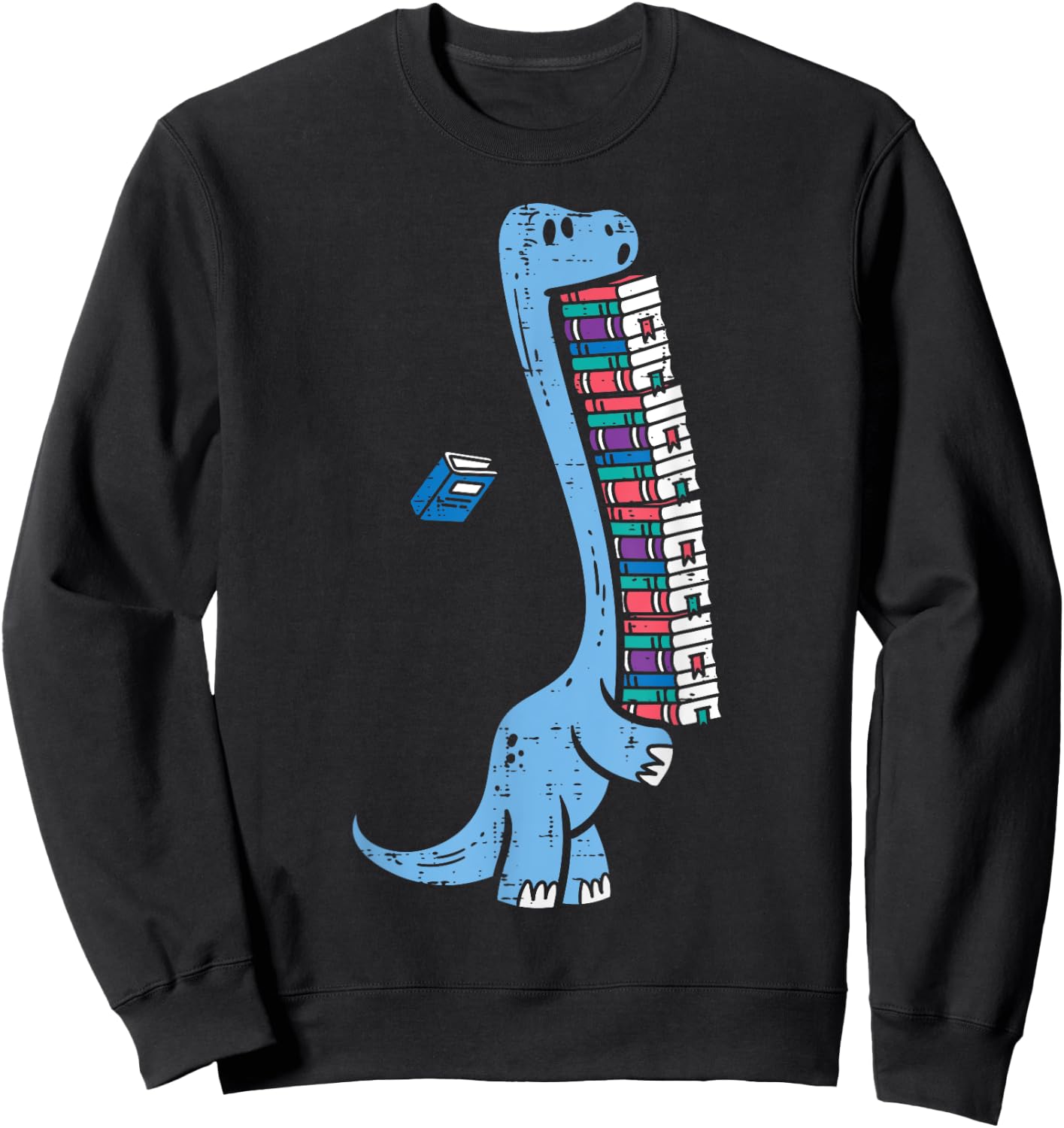 Dino Carrying Books Cute Bookworm Boys Kids Librarian Men Sweatshirt - Sweatshirt | Black