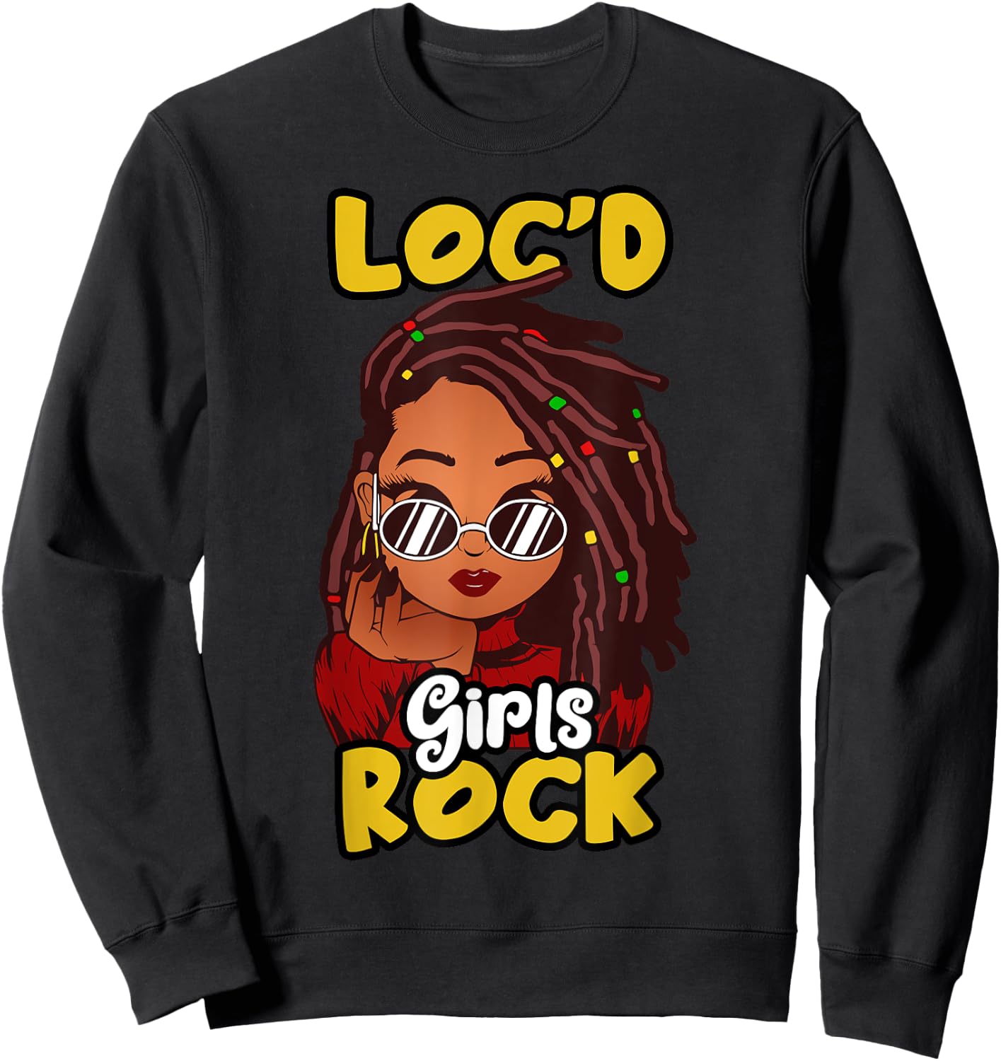 Funny Locs Gift Loc'd Girls Rock Dreadlocks Girl Sweatshirt - Sweatshirt | Black