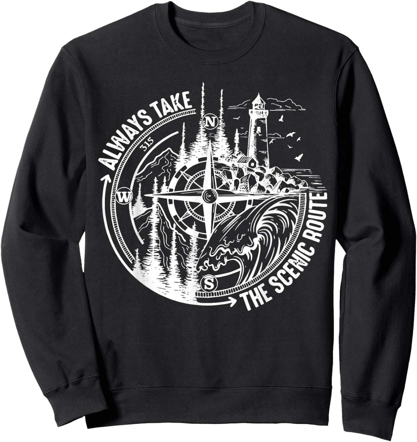 Always Take The Scenic Route Sweatshirt - Sweatshirt | Black