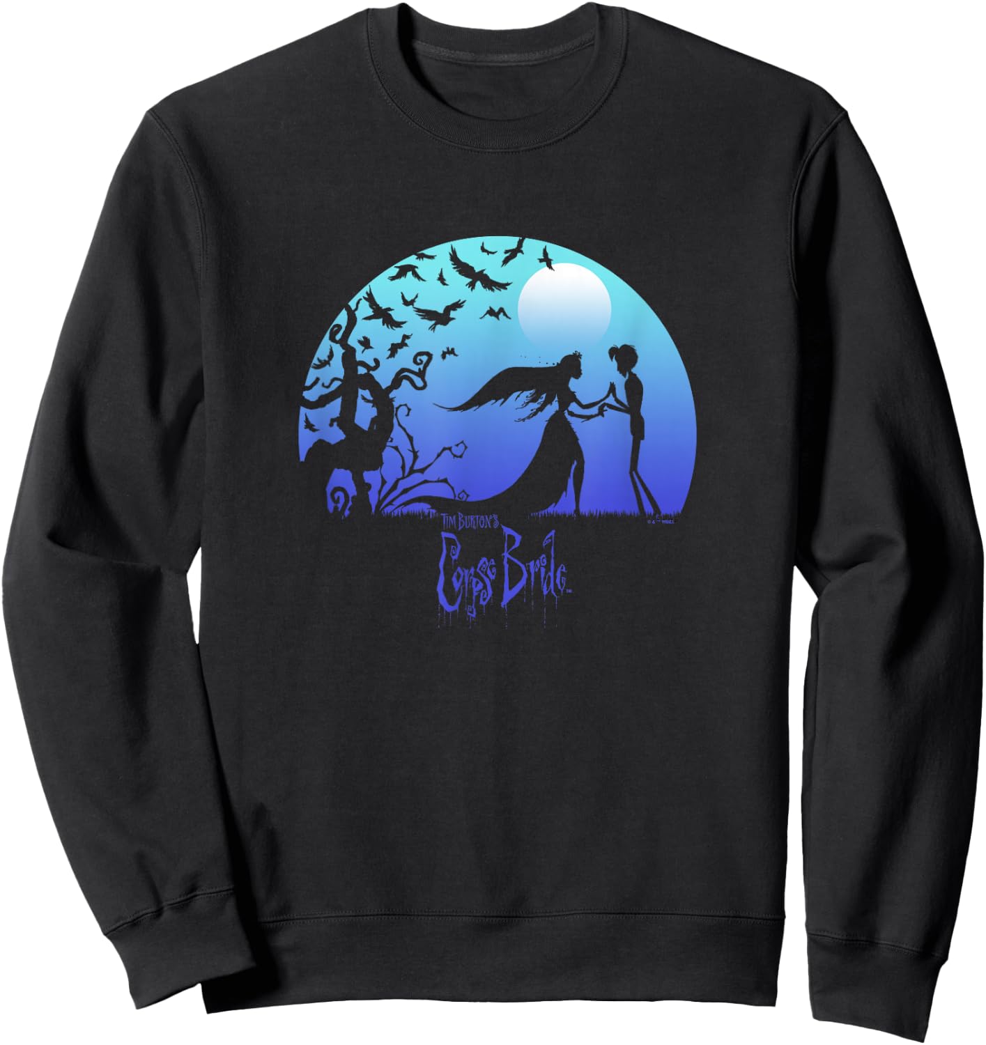 Corpse Bride Victor And Emily By The Moon Silhouettes Sweatshirt - Sweatshirt | Black