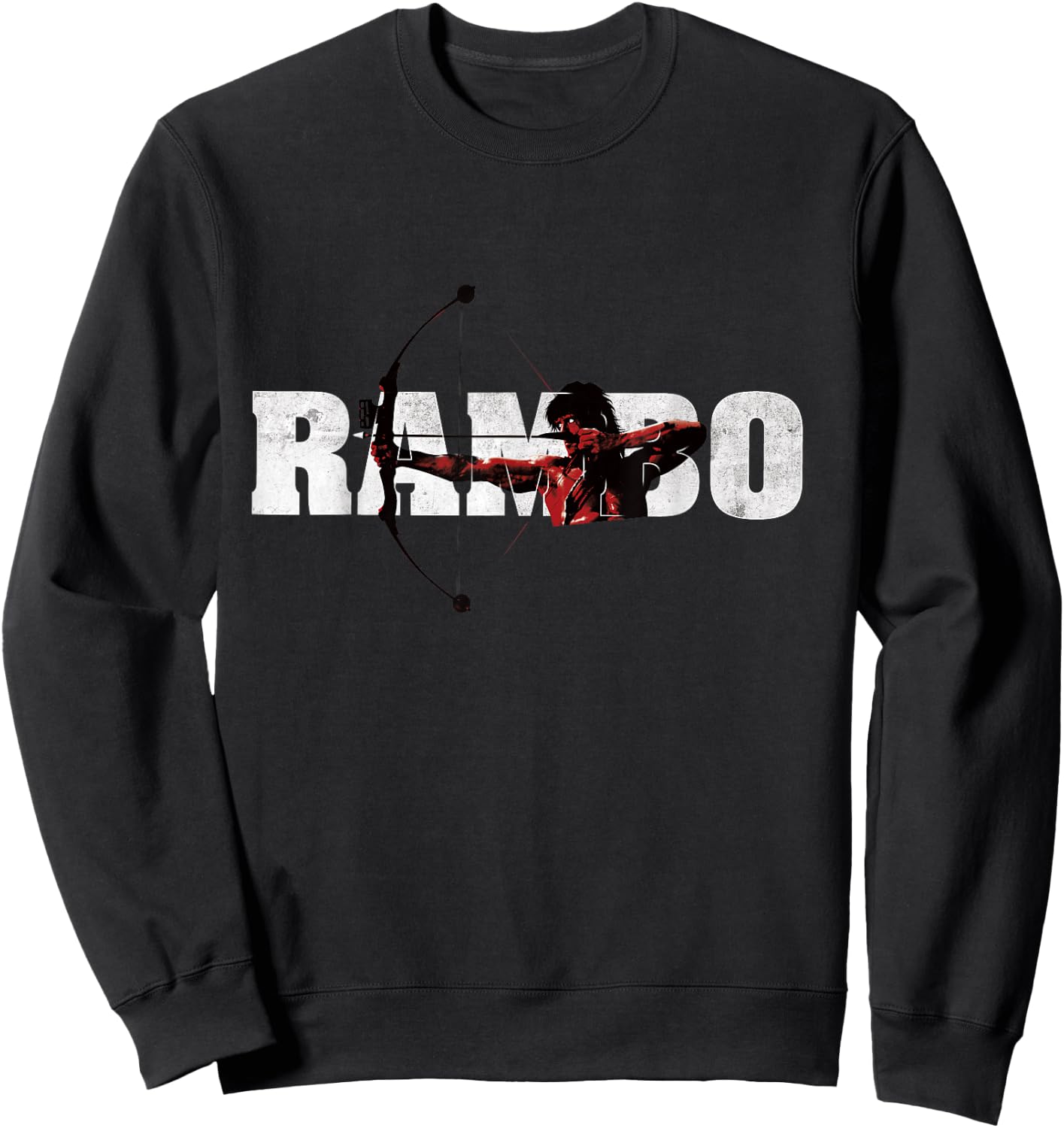 Rambo , Men's Grey Short Sleeve Modern Classic Fit Bow Sweatshirt - Sweatshirt | Black