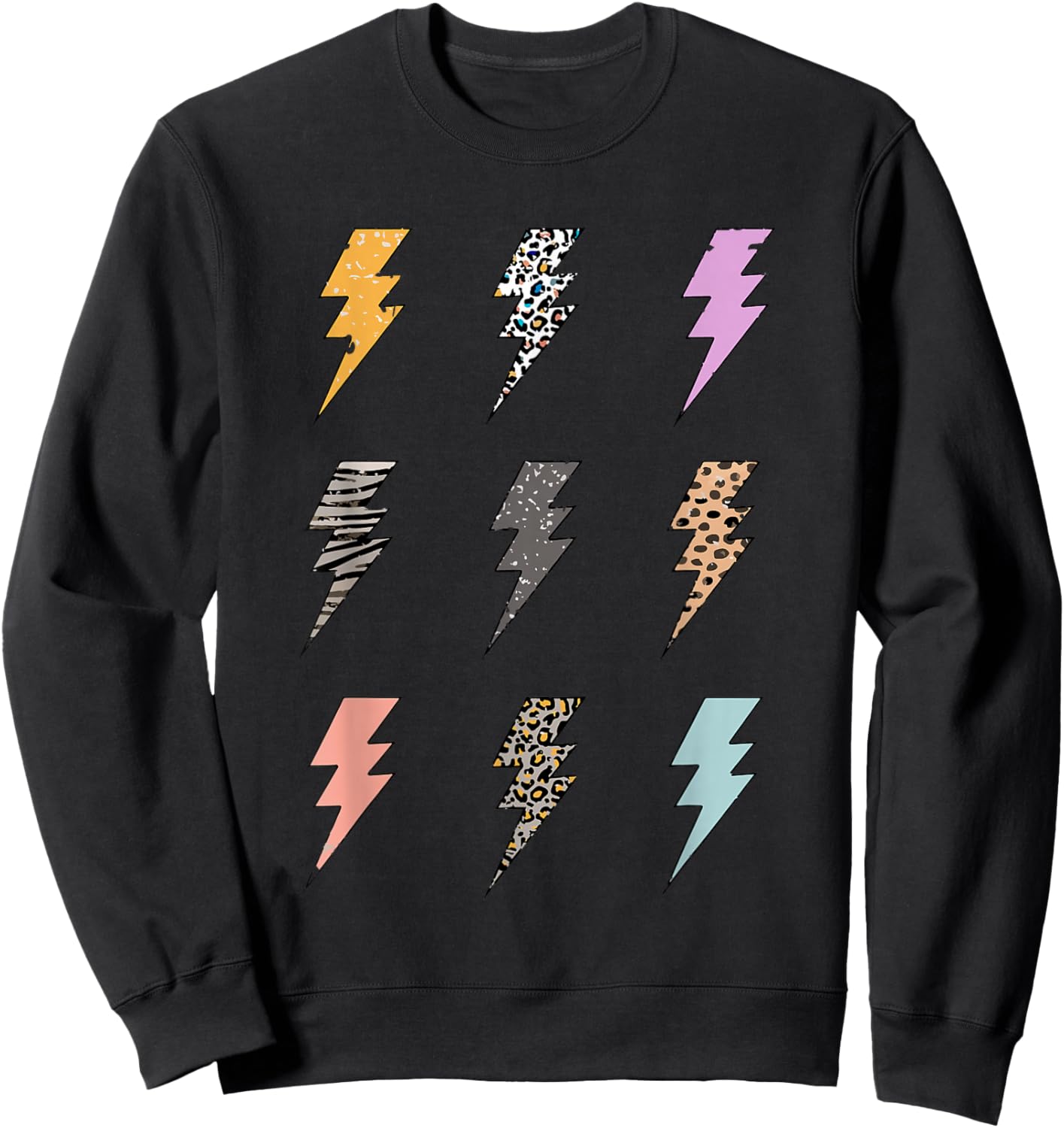 Lightning Bolt Leopard Zebra Cheetah Shirt, Lightning Bolt Sweatshirt - Sweatshirt | Black
