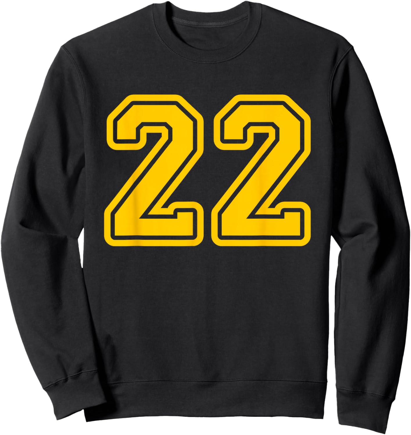 Jersey #22 Golden Yellow Sports Team Jersey Number 22 Sweatshirt - Sweatshirt | Black