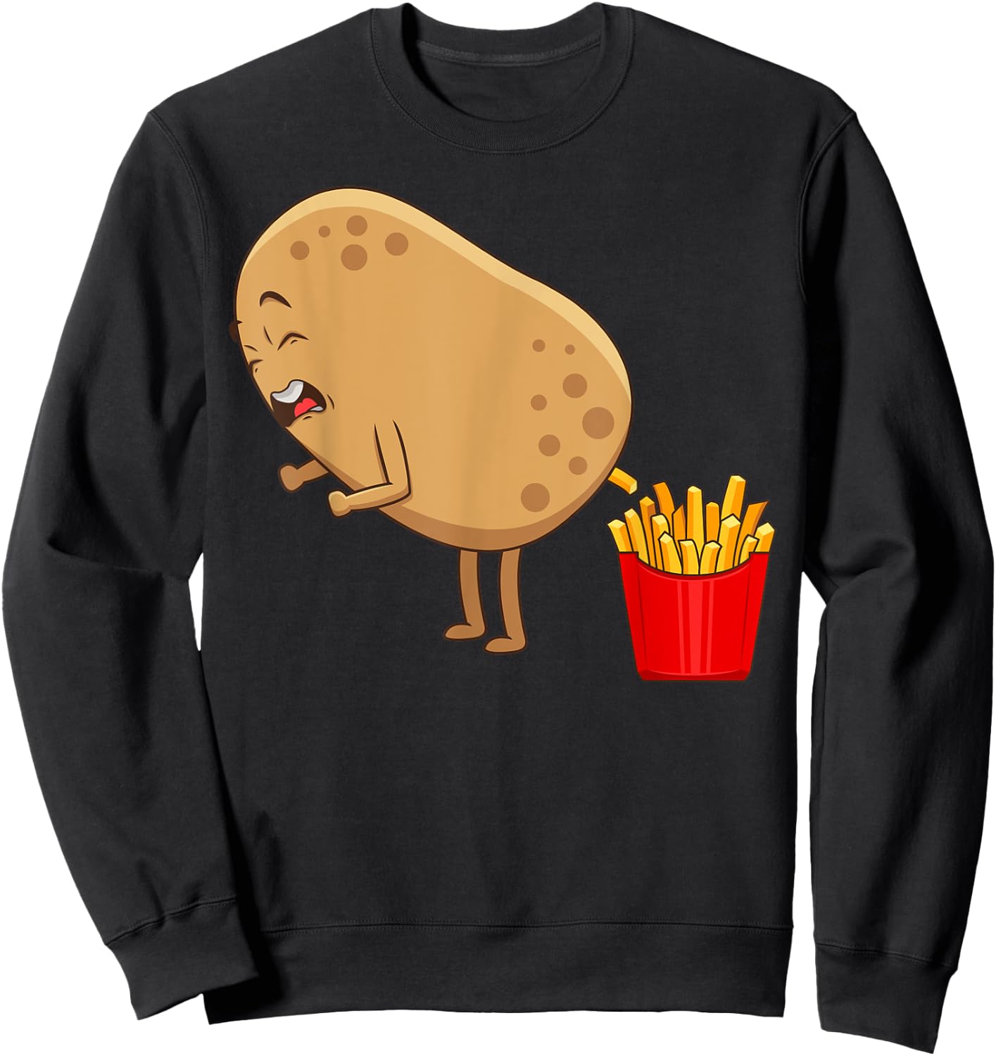 Funny French Fries Designs Women Potato Food Eaters Sweatshirt - Sweatshirt | Black