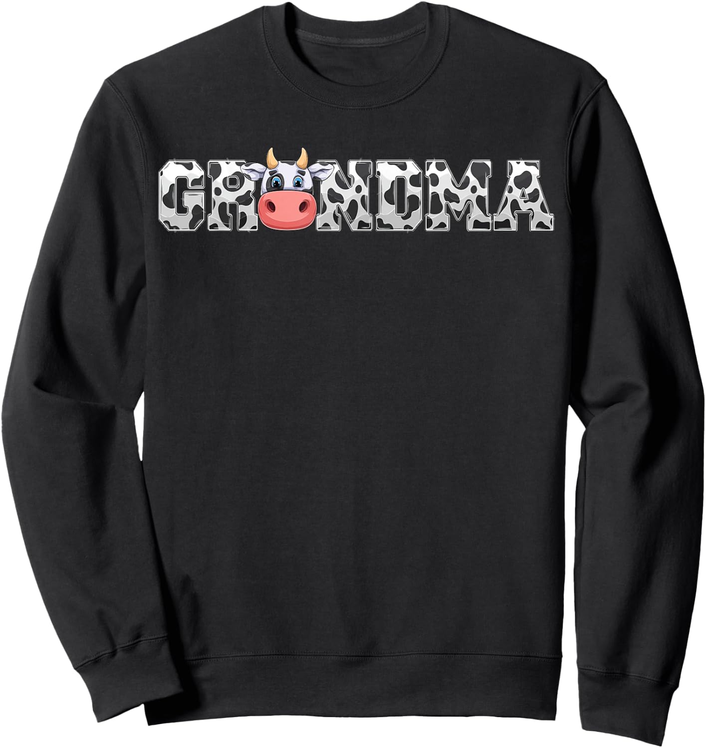 Grandma Cow Print Cowboy Animal Pattern Farmer Cow Grandma Sweatshirt - Sweatshirt | Black