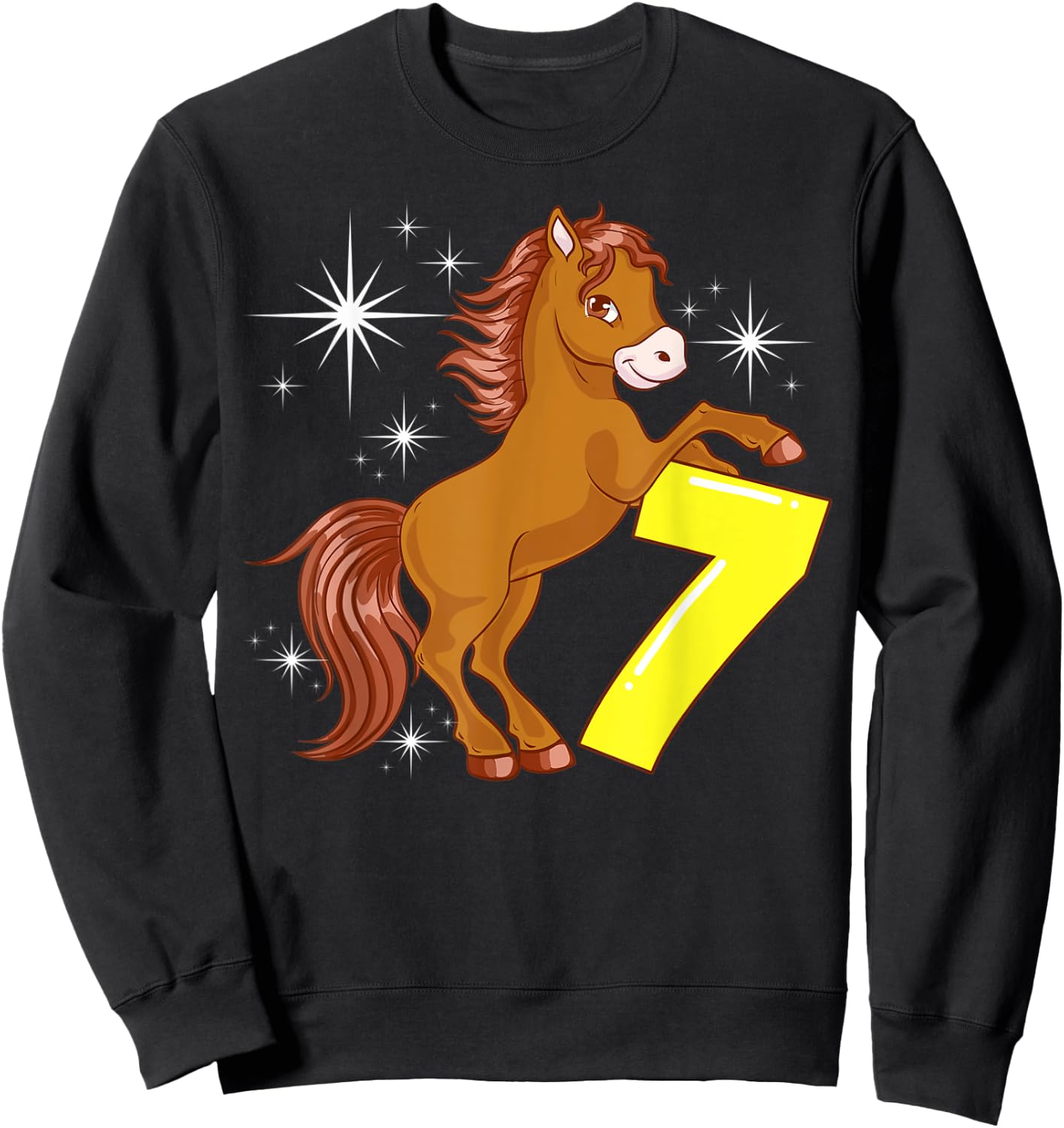 Kids 7th Birthday Girls Horse Riding Pony Rider 7 Years Old Sweatshirt - Sweatshirt | Black